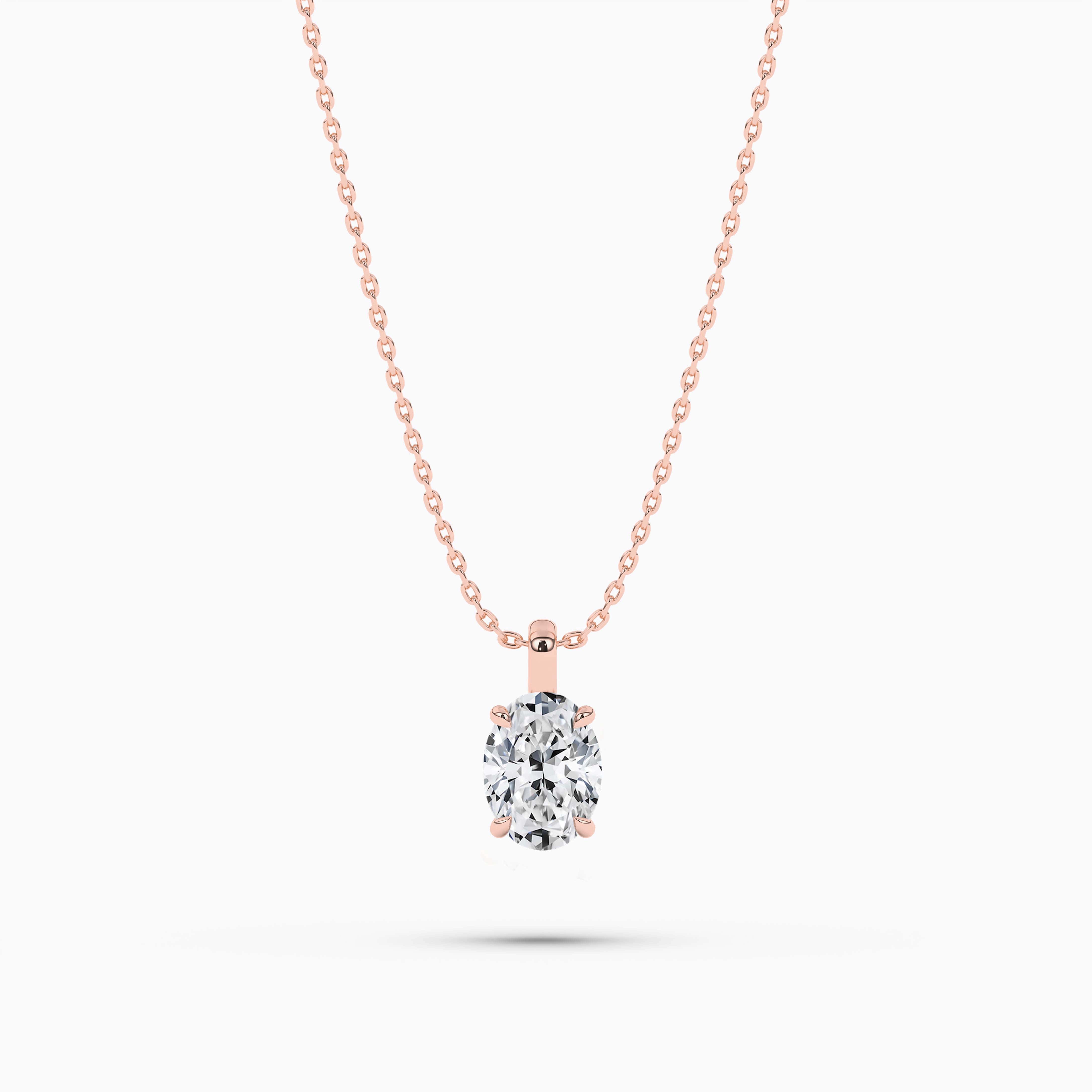 Oval Solitaire Diamond Pendant
