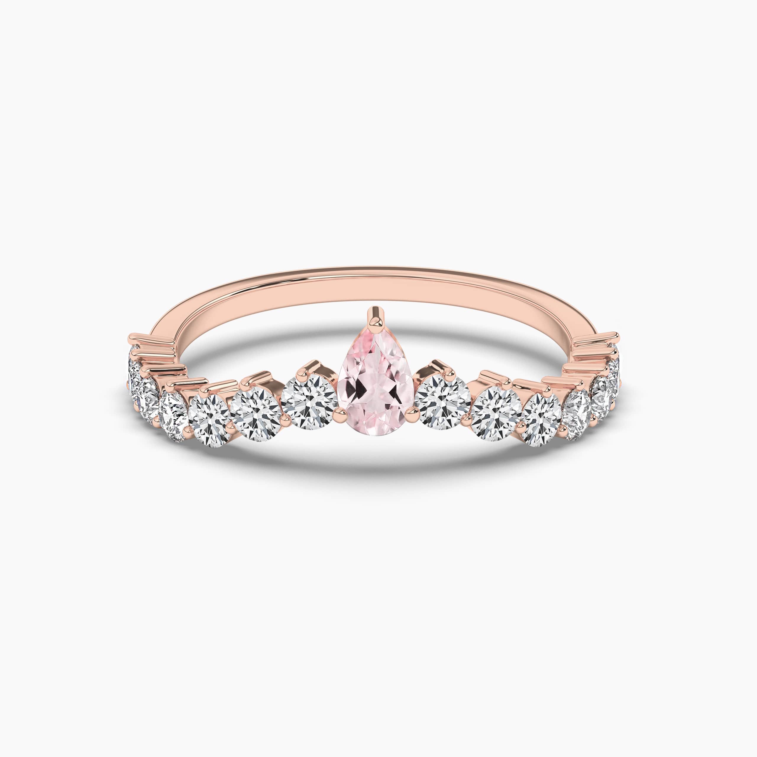 ROSE GOLD SYNTHETIC MORGANITE PEAR CUT WEDDING RING