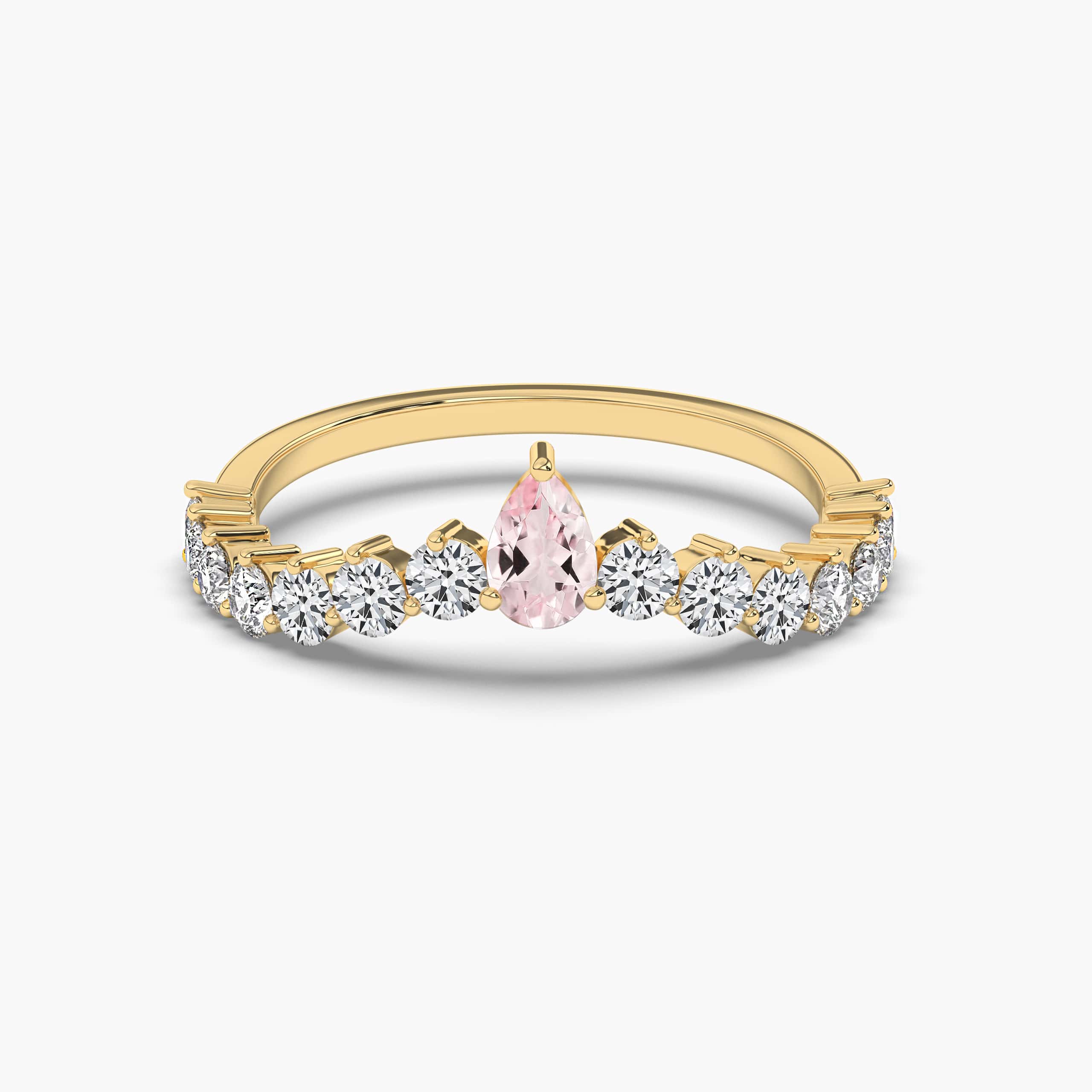 Yellow Gold Pear Morganite Diamond Engagement Ring