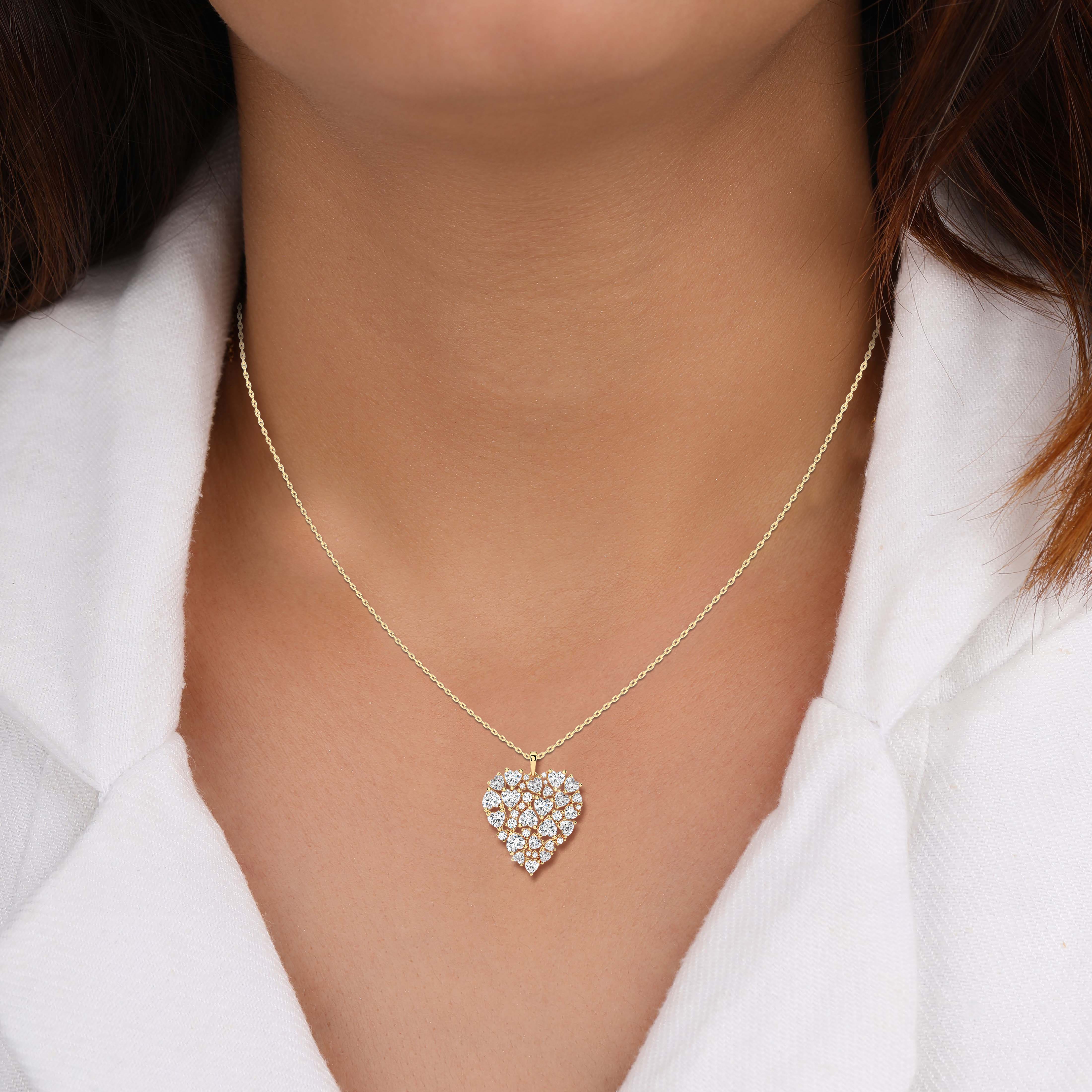 pave diamond heart pendant necklace​