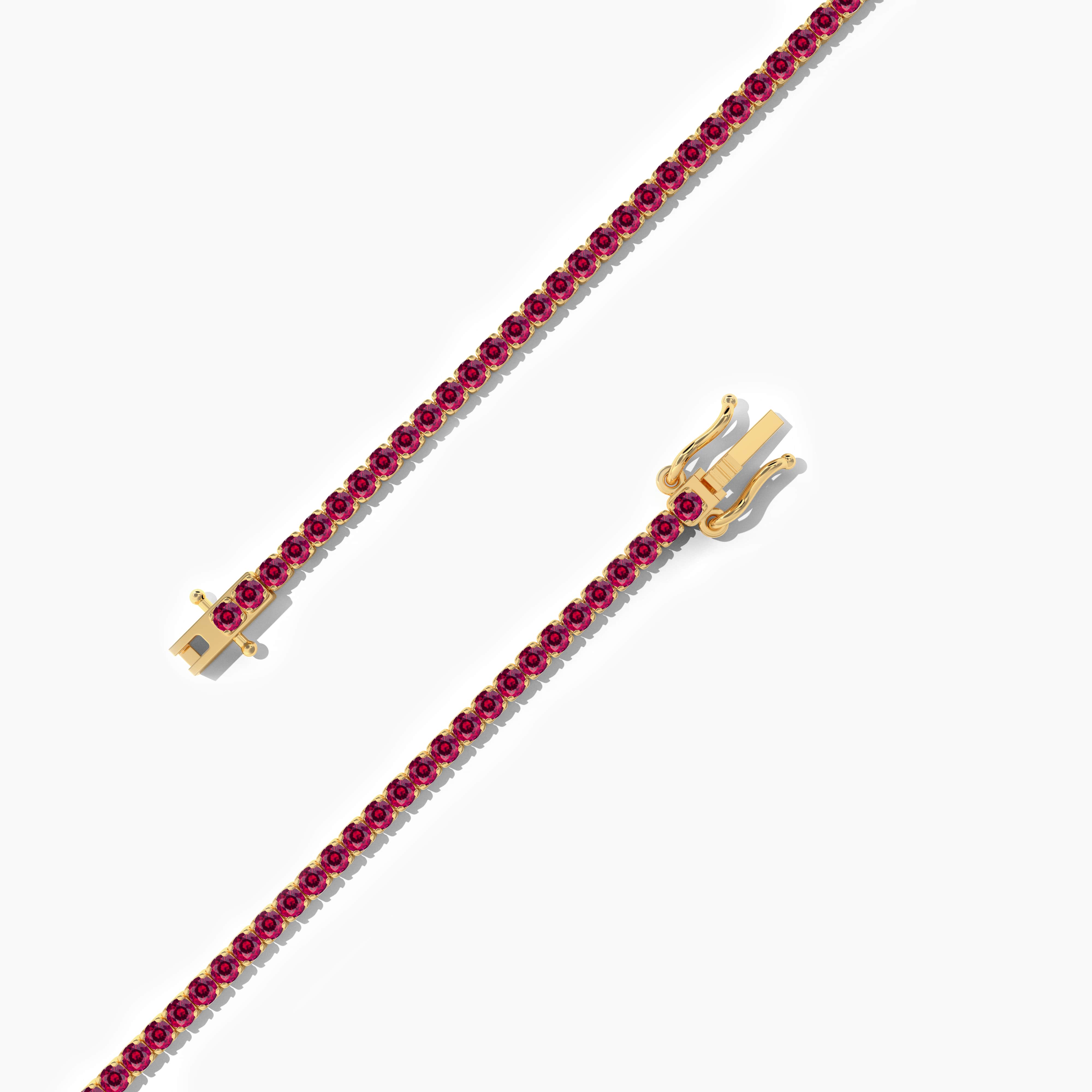 ruby diamond diamond tennis bracelet in yellow gold 