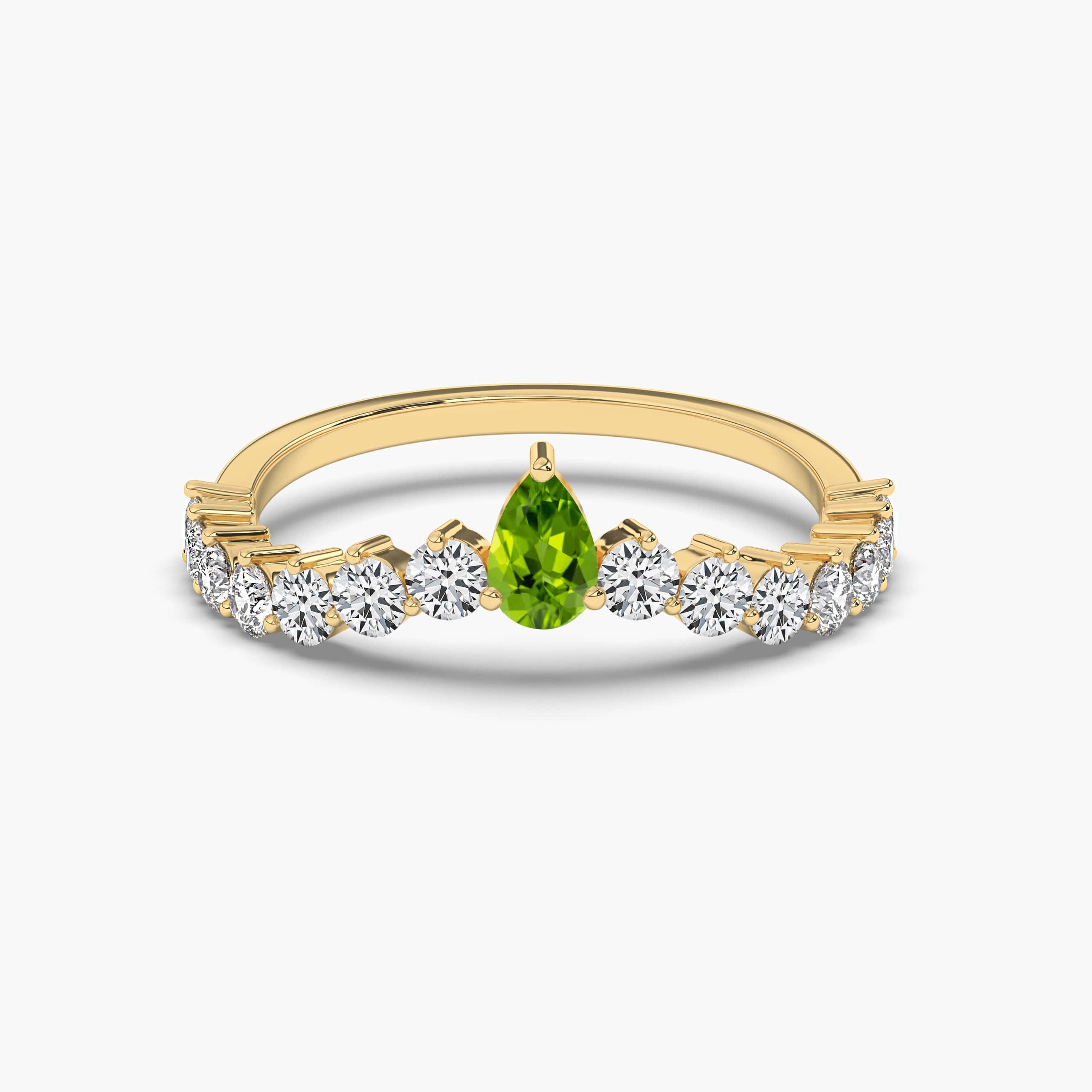 Peridot engagement ring with accent gemstones or big pear gemstone ring