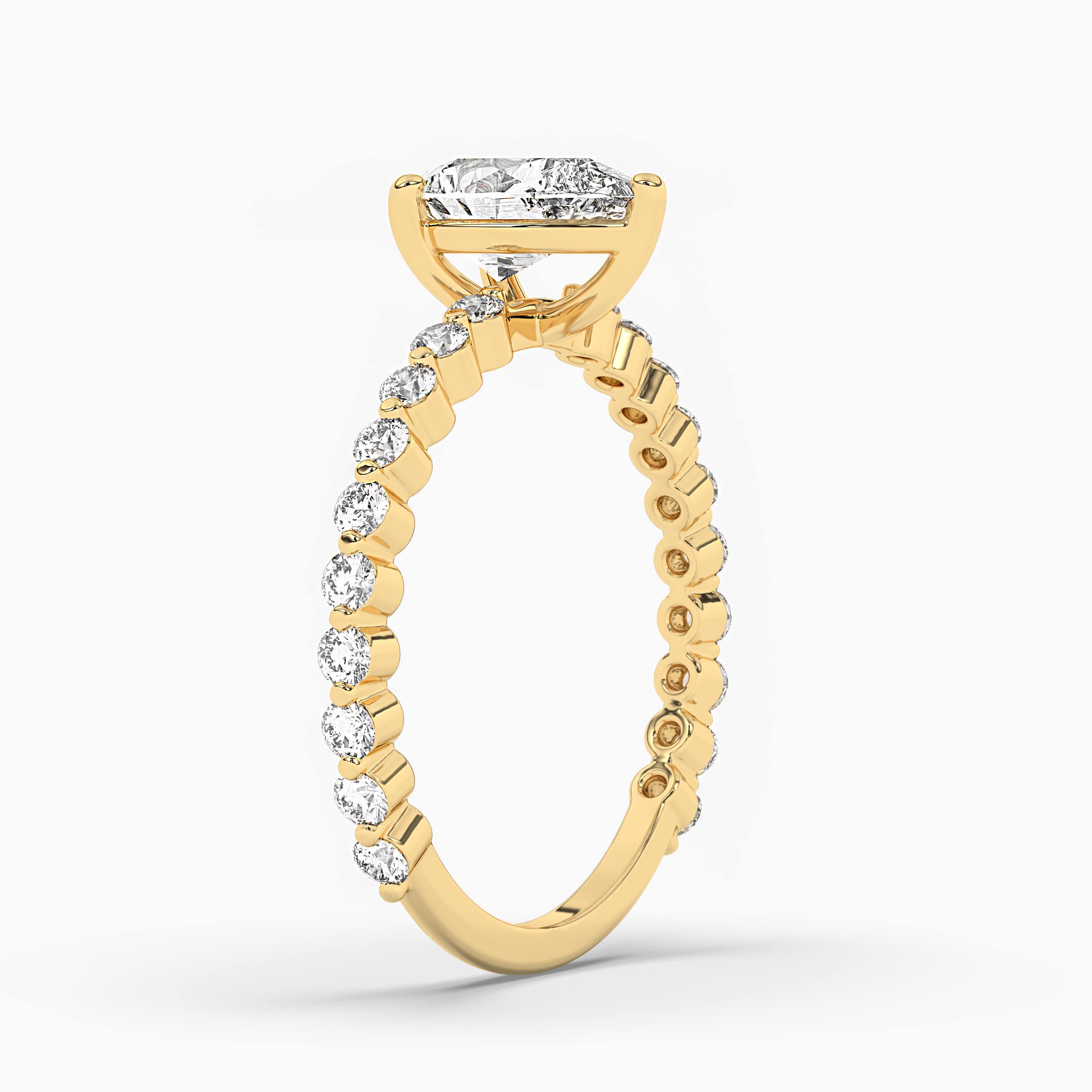Pear Diamond Engagement Ring Yellow Gold Solitaire With Side Stones