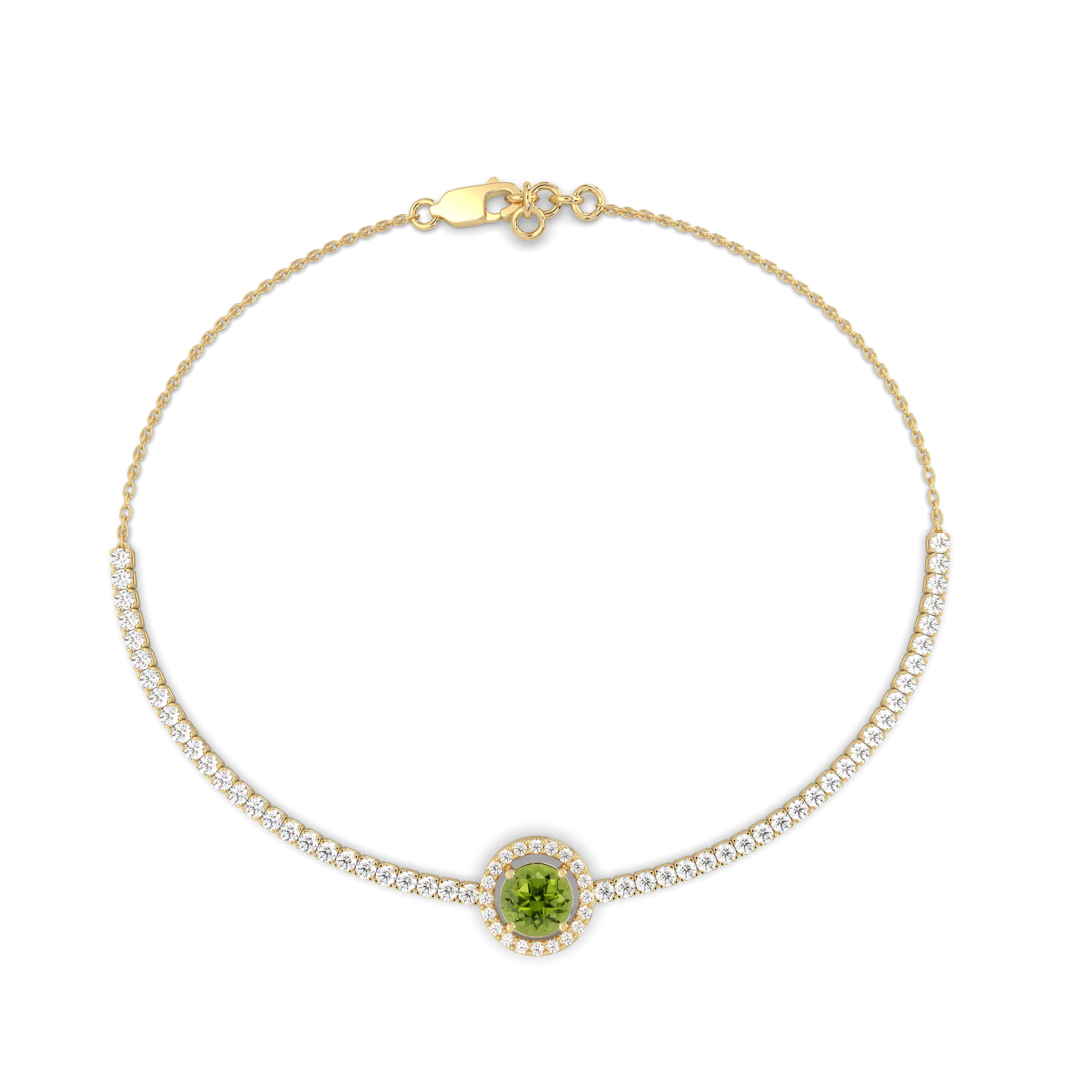 White Gold Round Peridot and Diamond Halo 