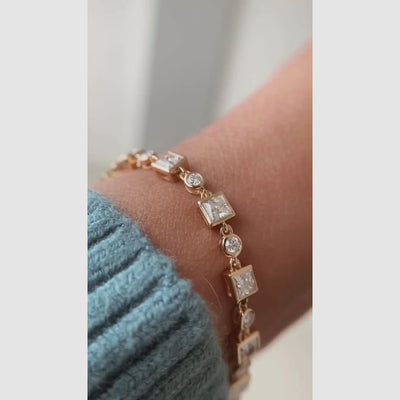 princess and round cut tennis bracelet 