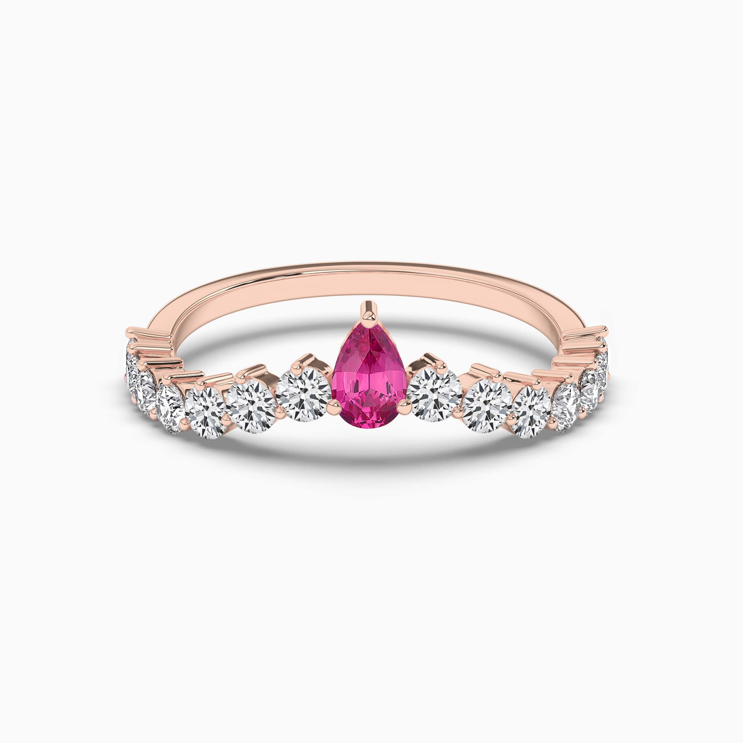 PEAR CUT PINK SAPPHIRE & DIAMOND ENGAGEMENT RING ROSE GOLD