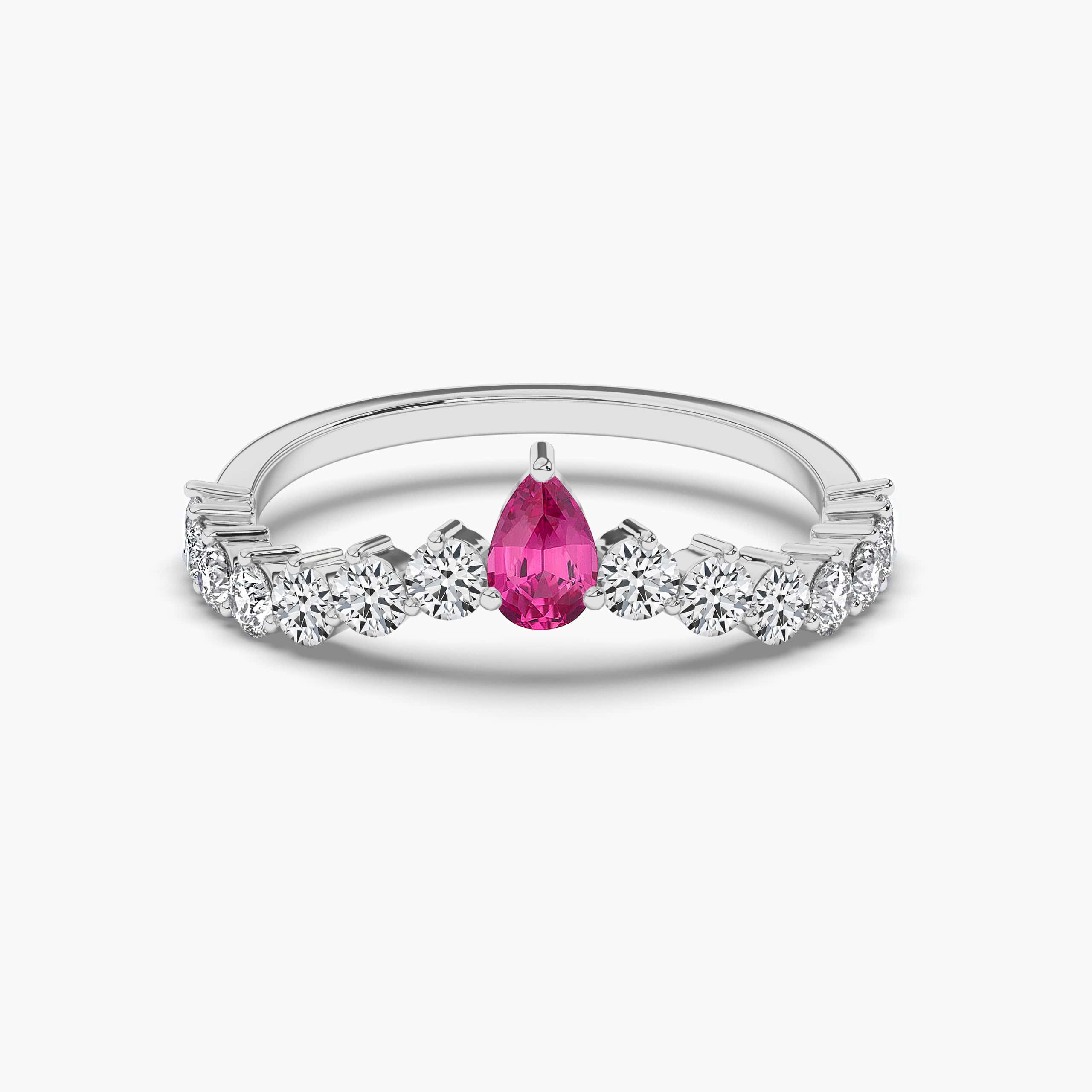 PINK PEAR CUT OPALESCENT SAPPHIRE RING