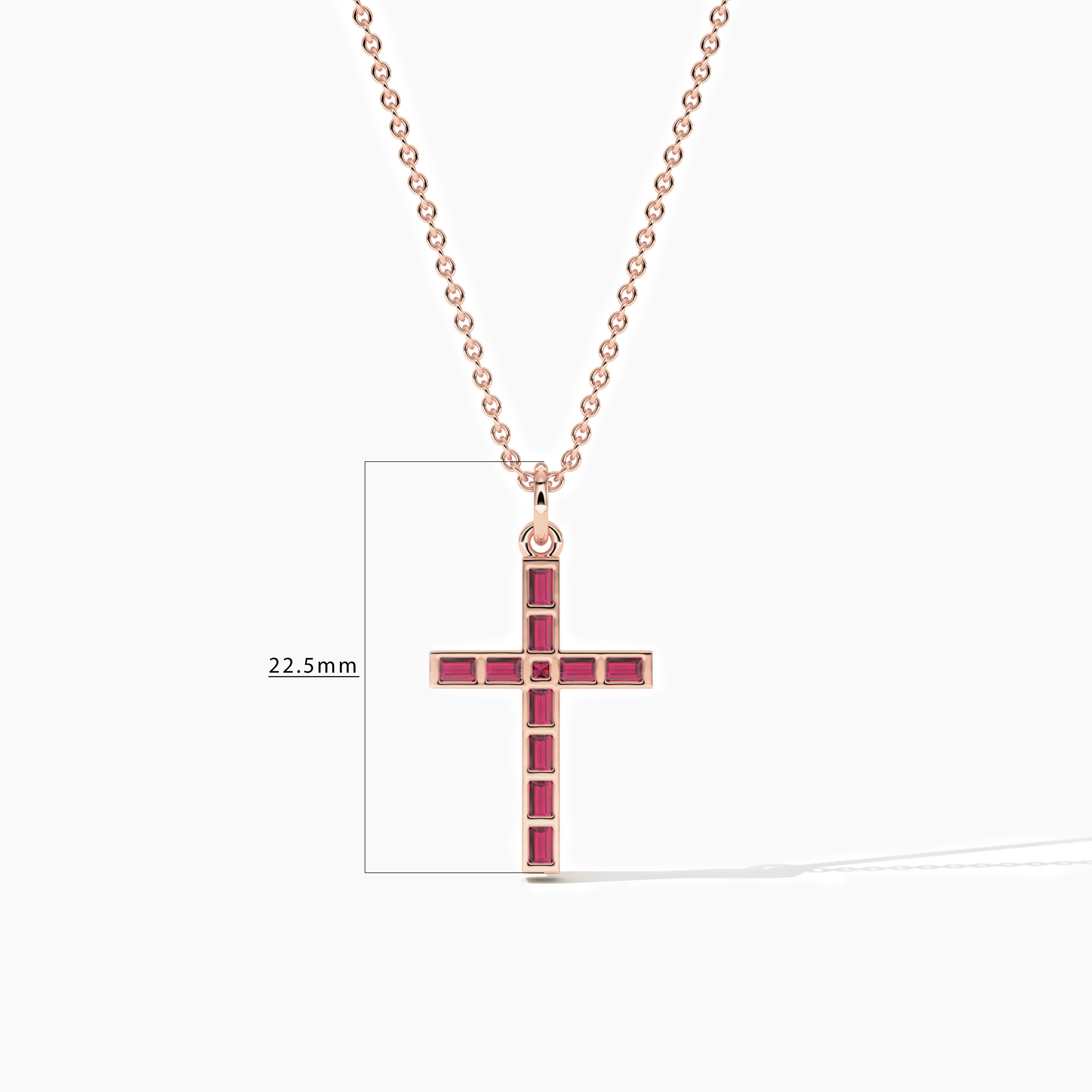 Baguette Cross Pendant with Ruby