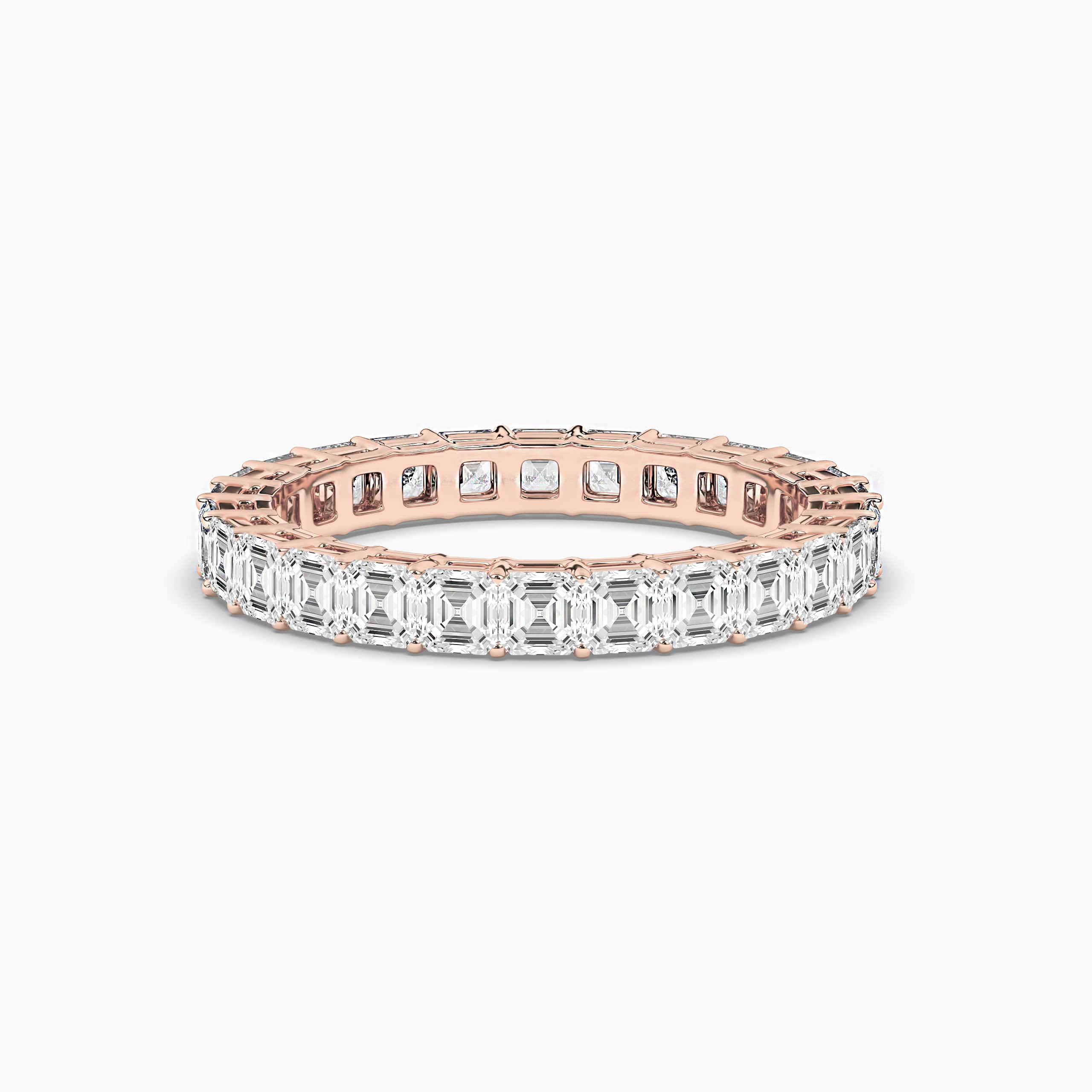 Eternity Ring with Prong Set Asscher Cut Diamonds in Rose Gold