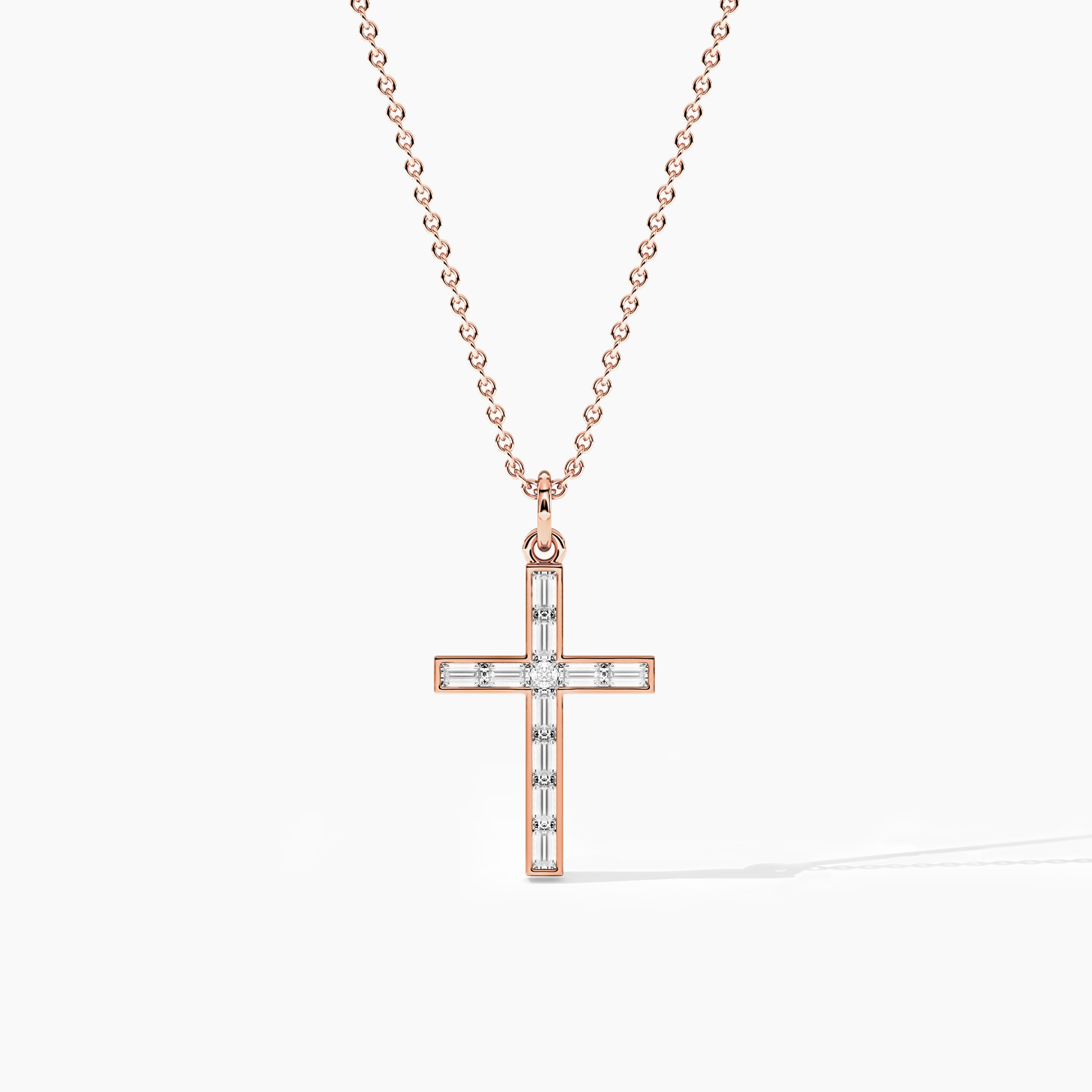  Rose Gold Diamond Cross Pendant