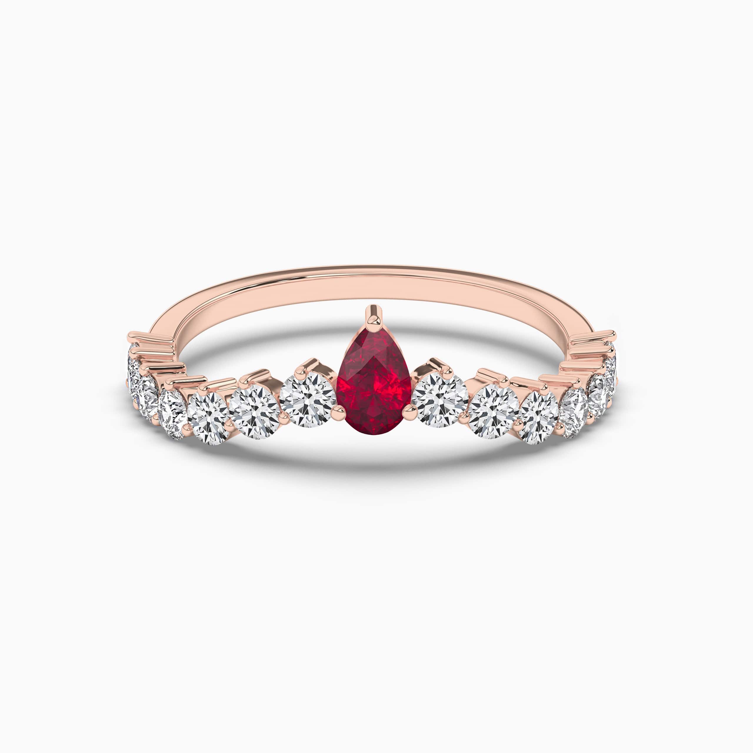 Pear Shaped Ruby Engagement Ring Rose  Gold