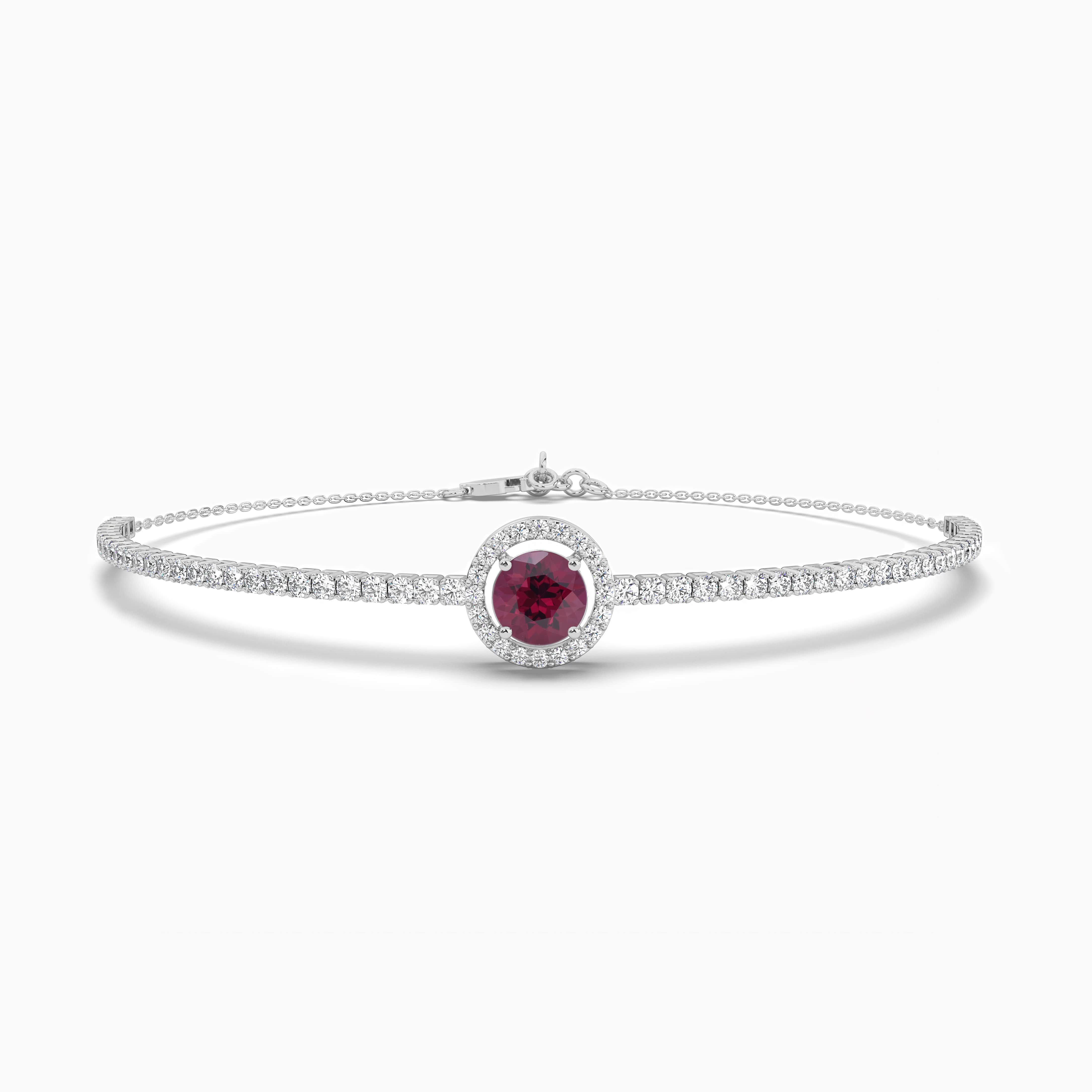 Sterling Silver Bracelet with Rhodolite Garnet