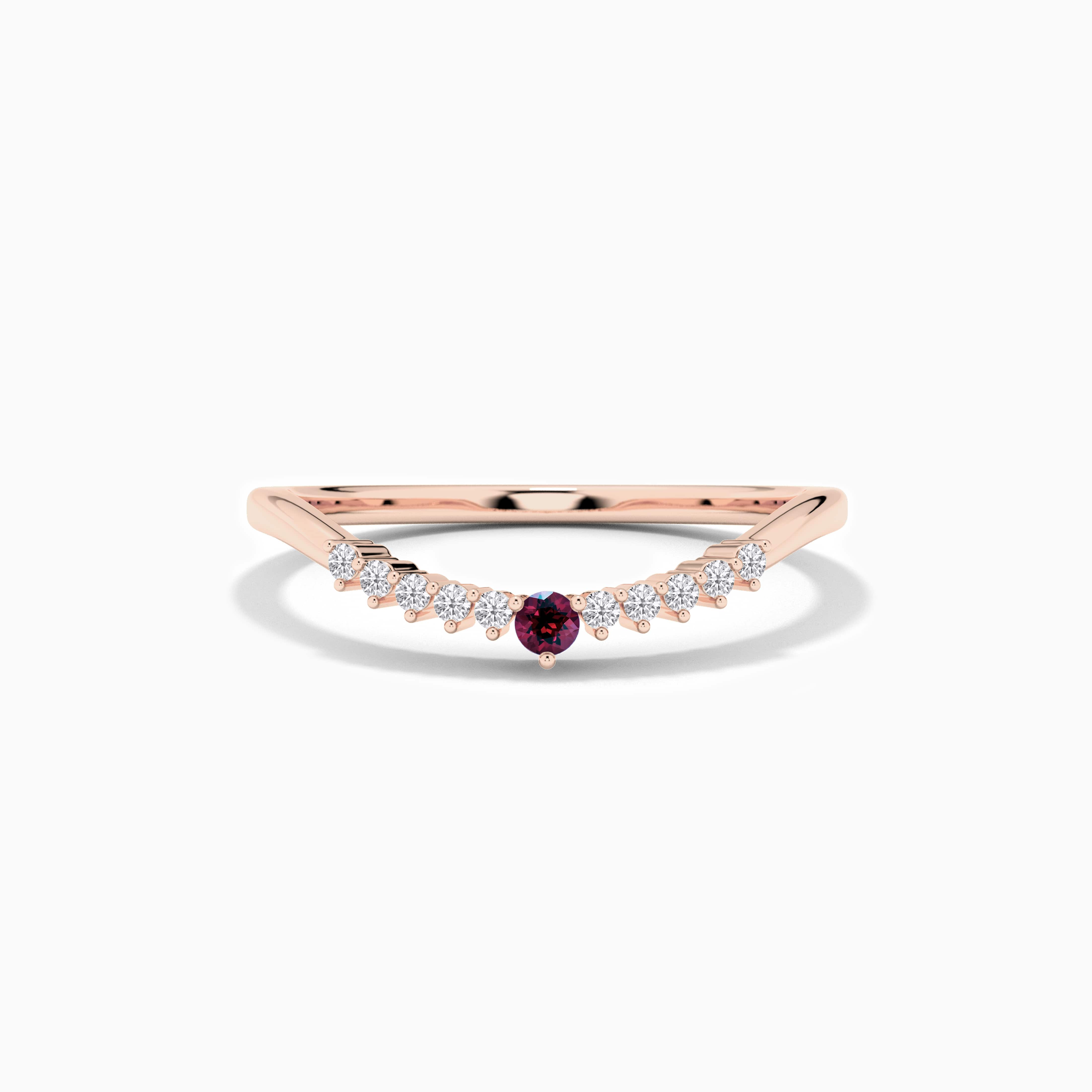 Birthstone and Round Stackable Diamond Ring