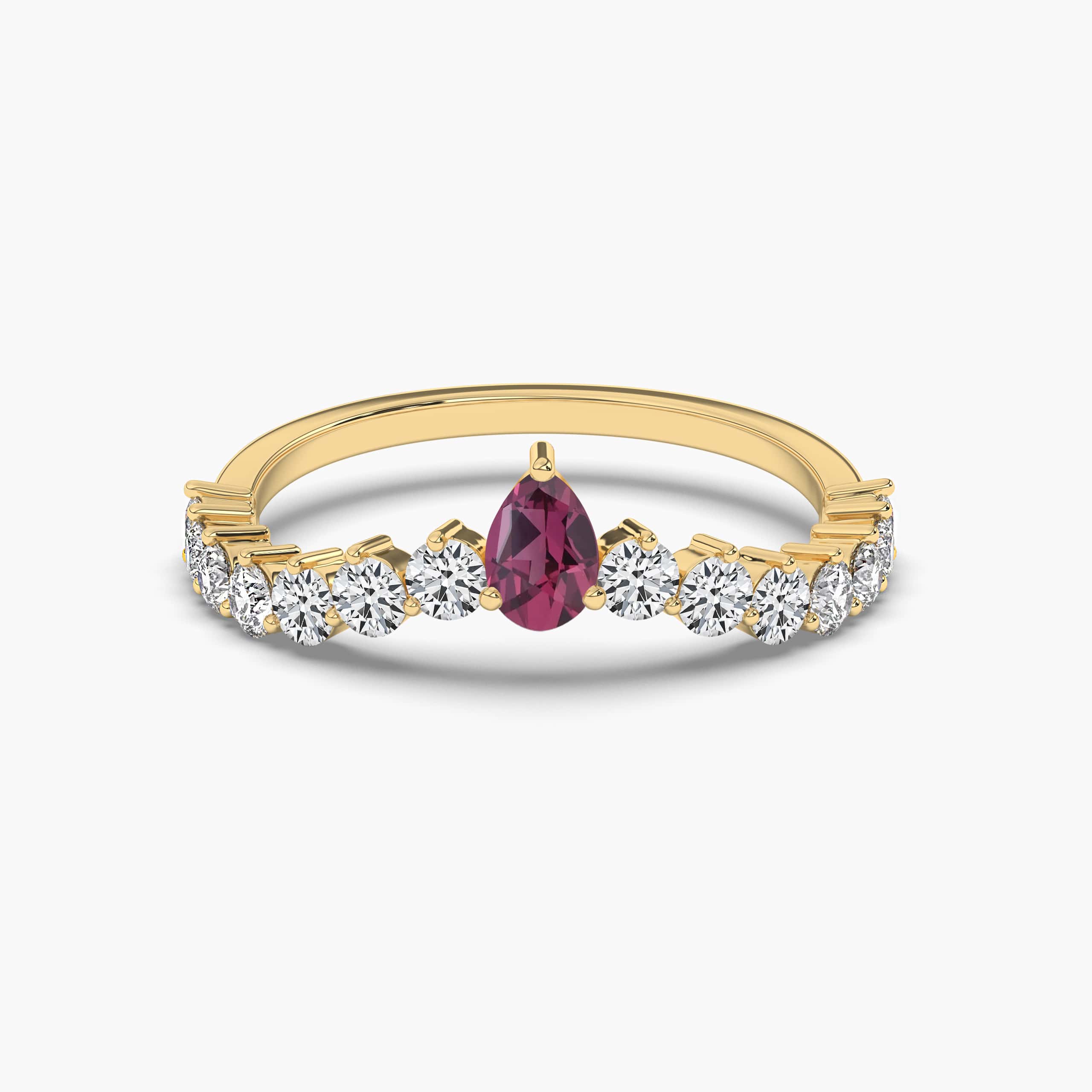 Pear Cut Rhodolite Garnet Diamond Engagement Ring