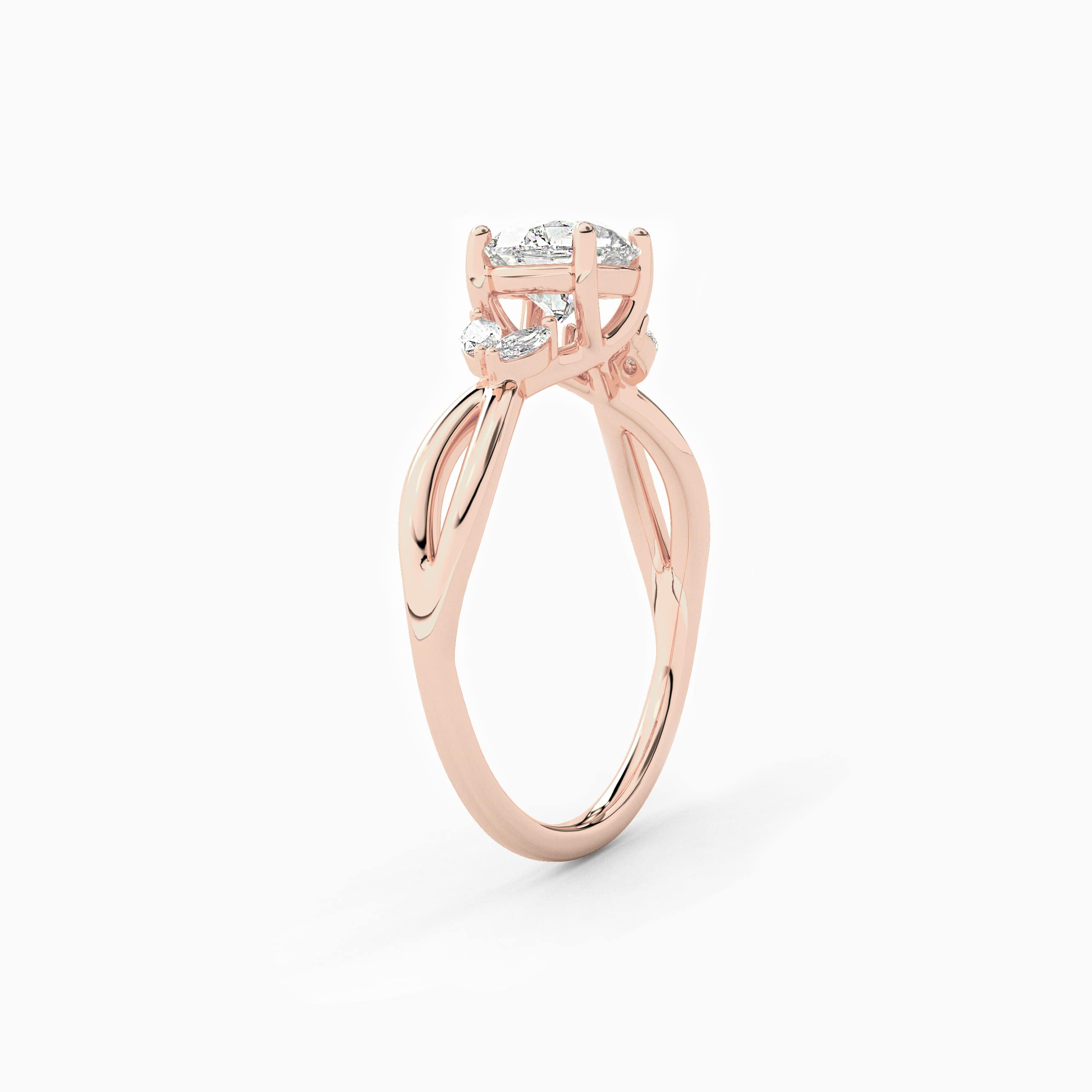 rose gold Round Diamond Fantasy Engagement Ring