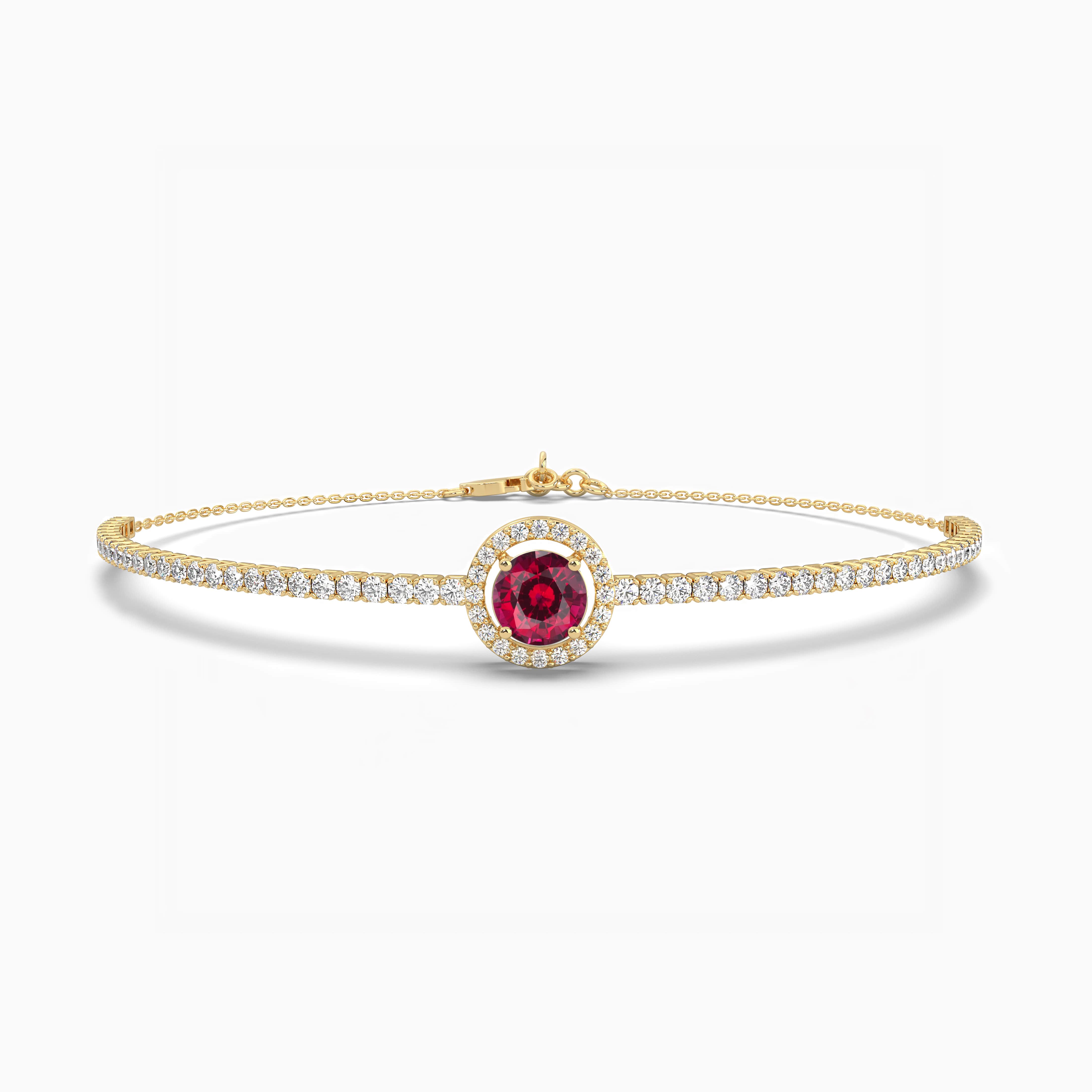 Ellipse Bangle – Ruby and Diamond Yellow Gold