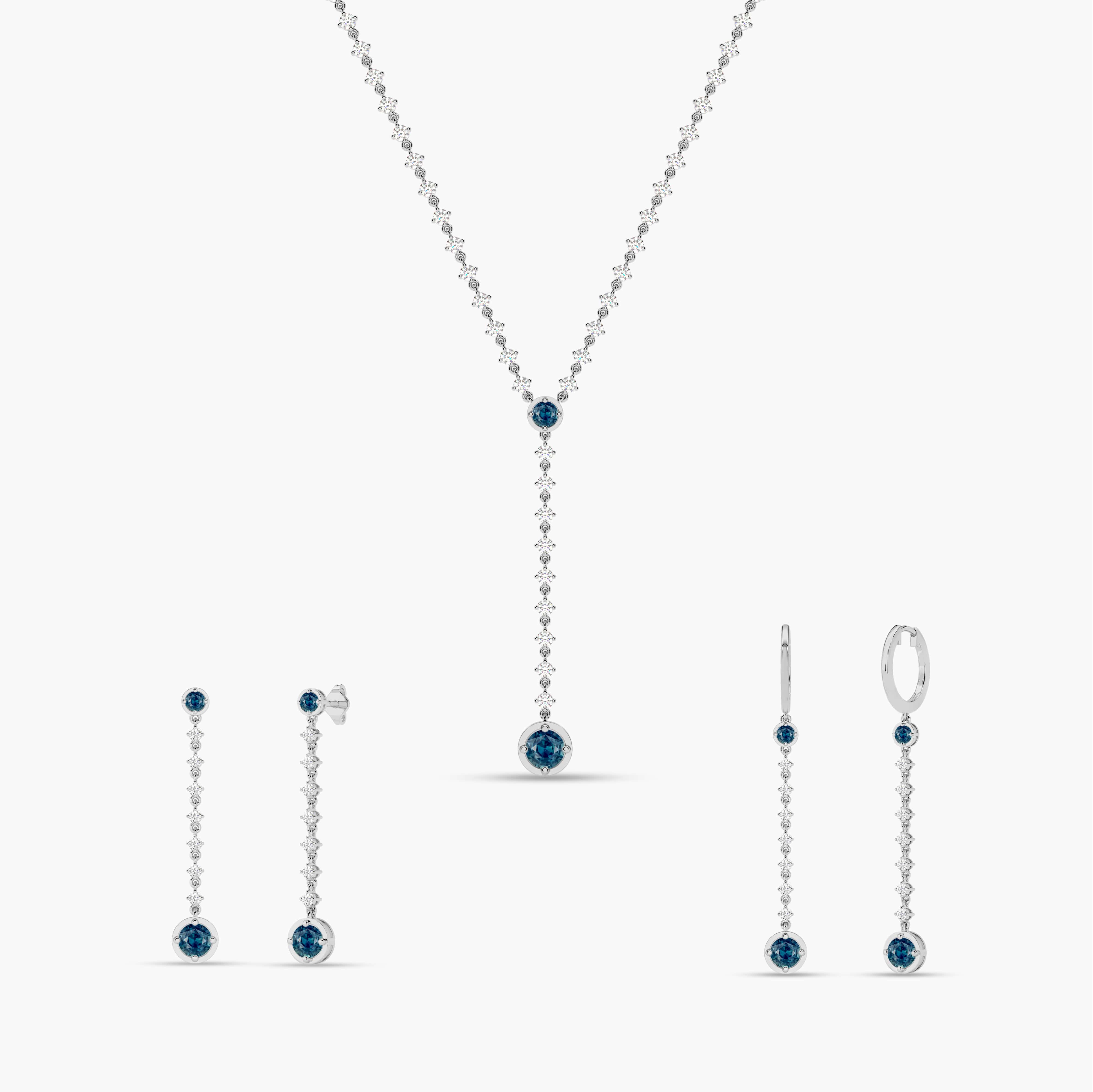 Green Blue Diamond Women's Lariat Necklace