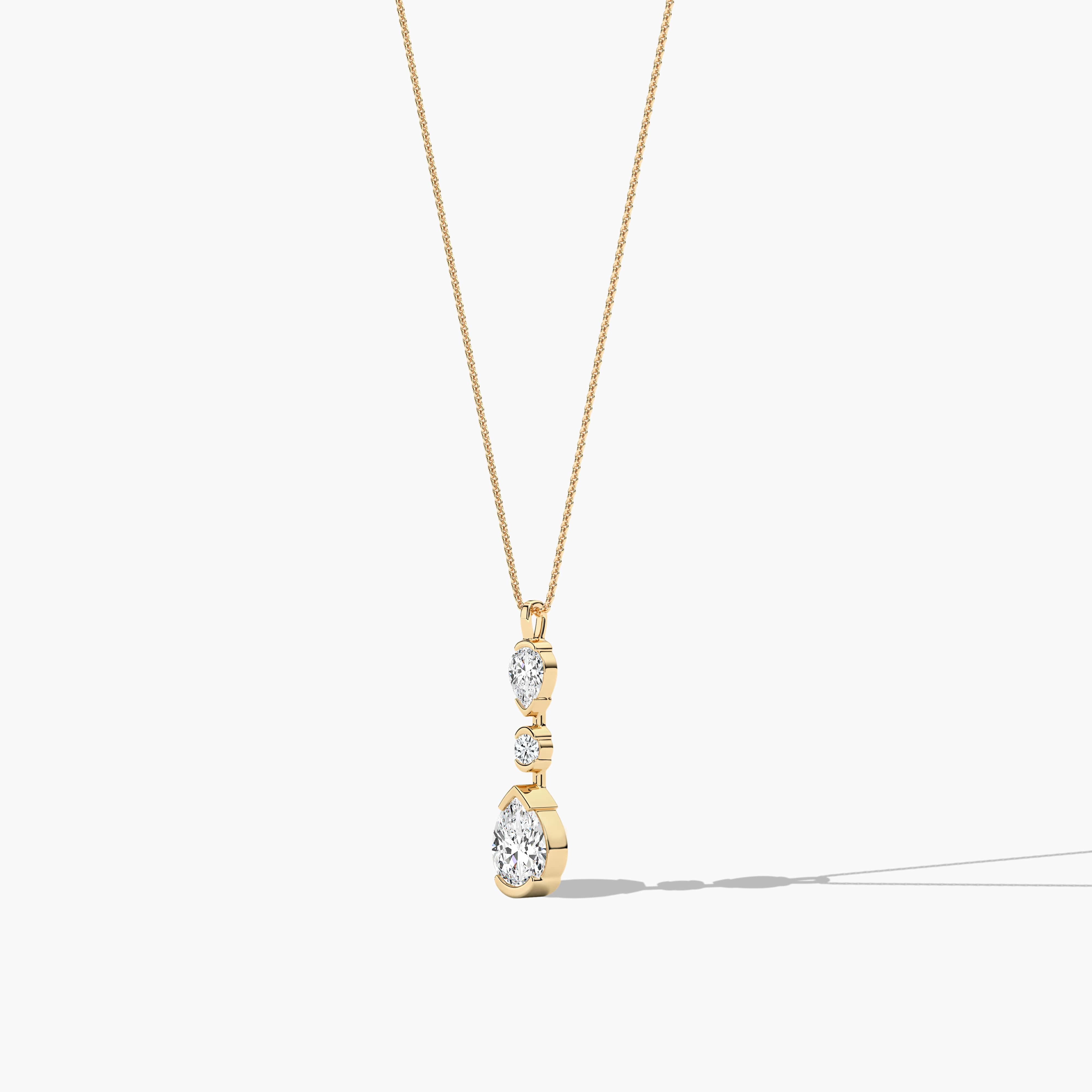 Pear and Round Lab Grown Diamond Necklace