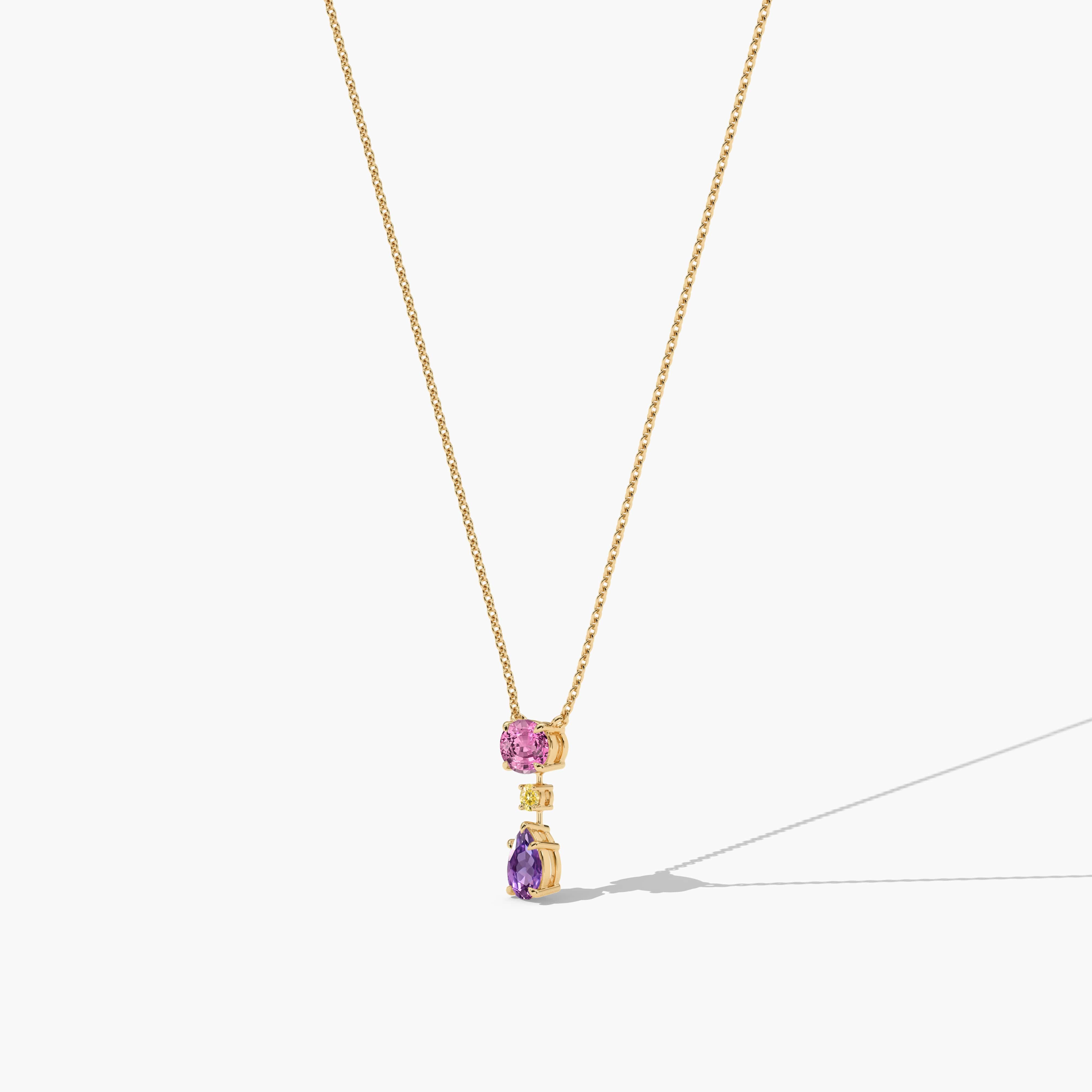 Purple and Yellow Diamond Necklace