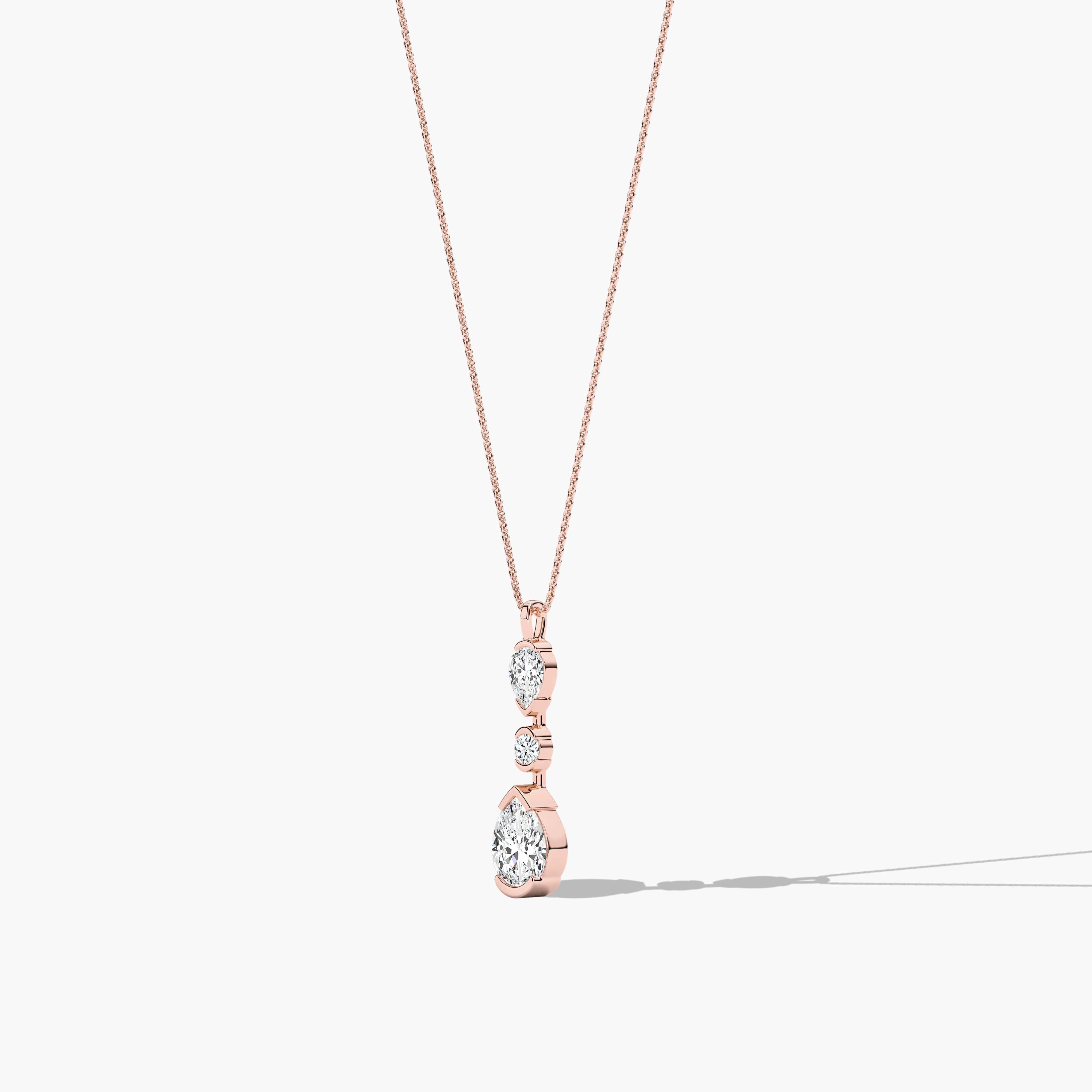 Pear and Round Diamond Necklace for Women