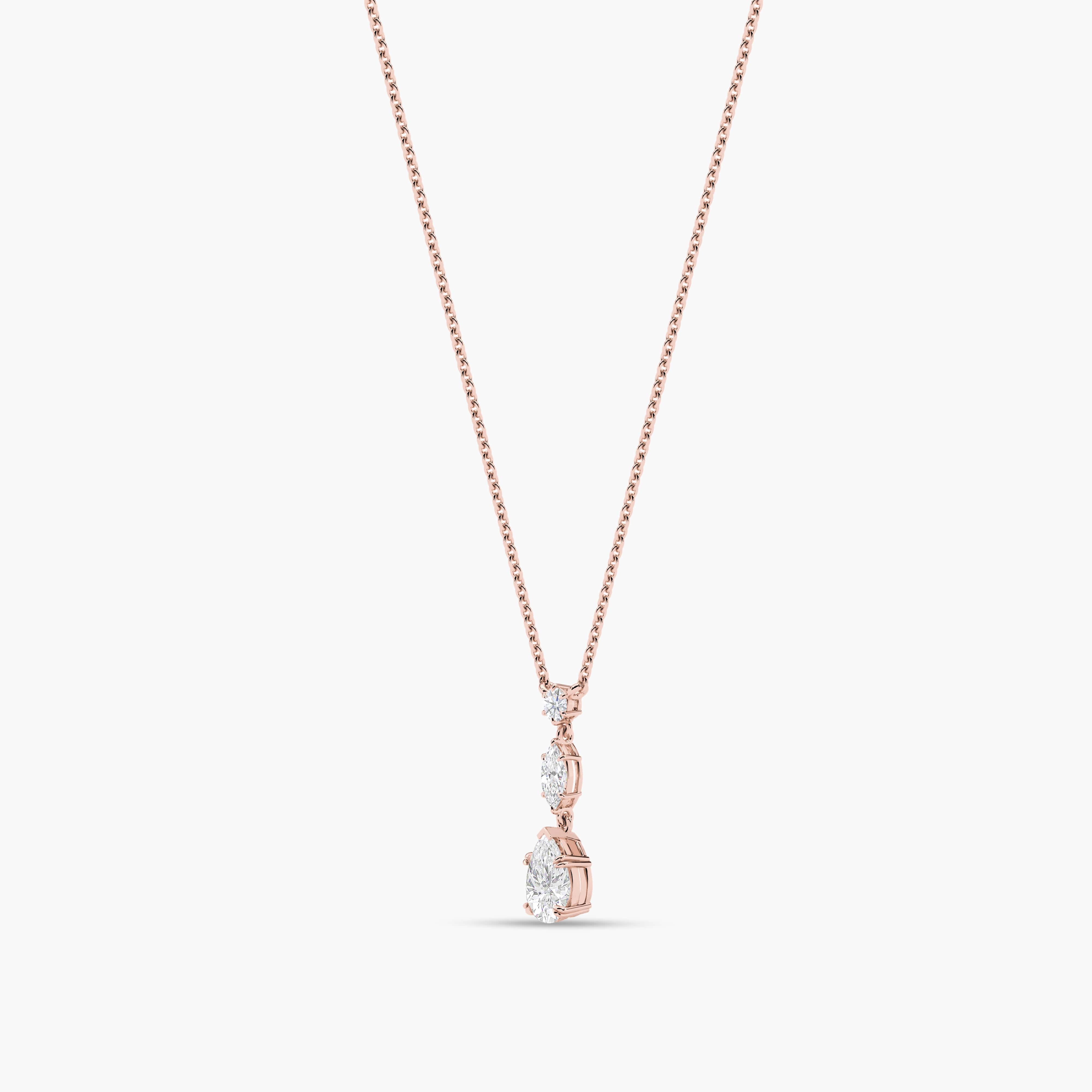 rose gold drop diamond necklace​