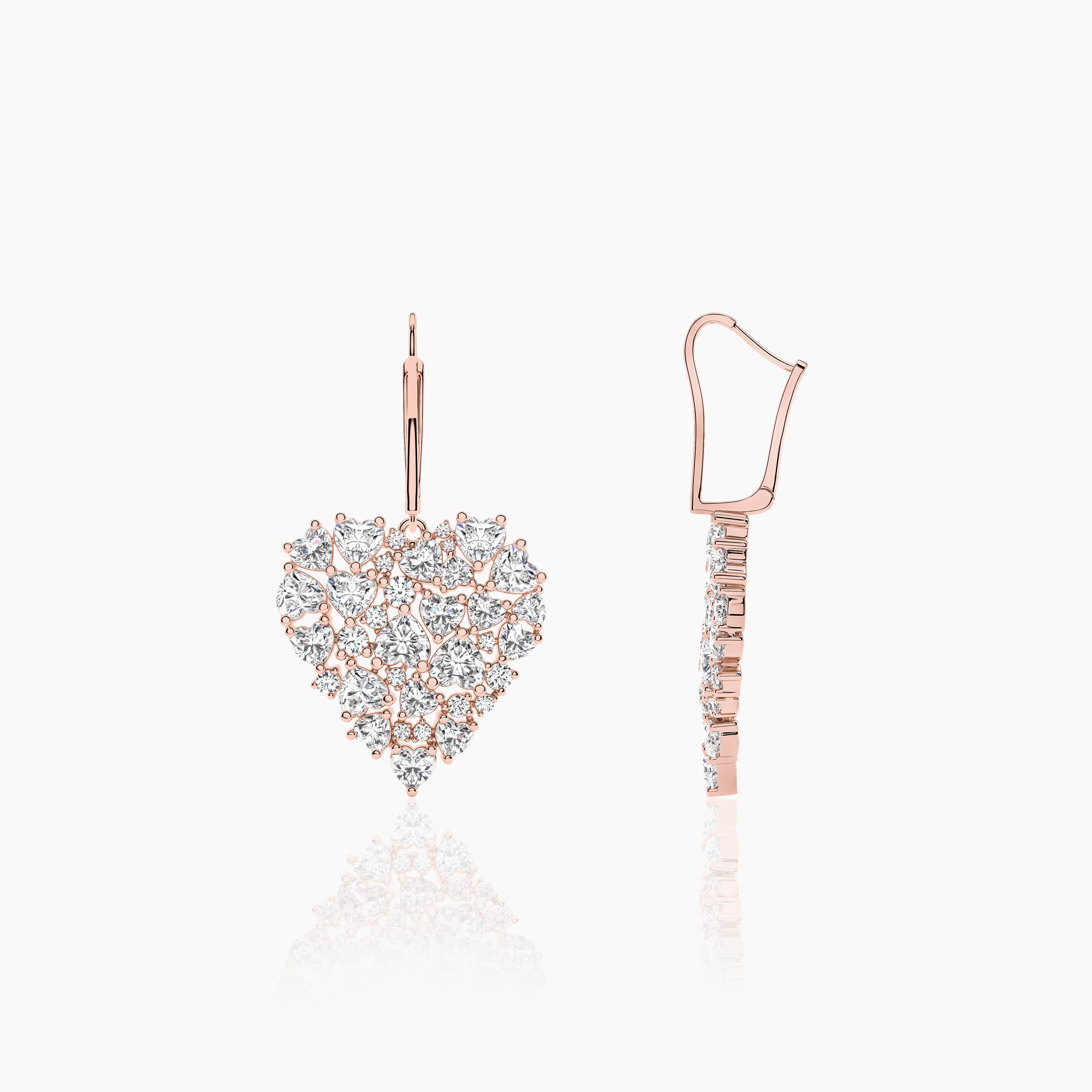 rose gold and diamond drop earrings​