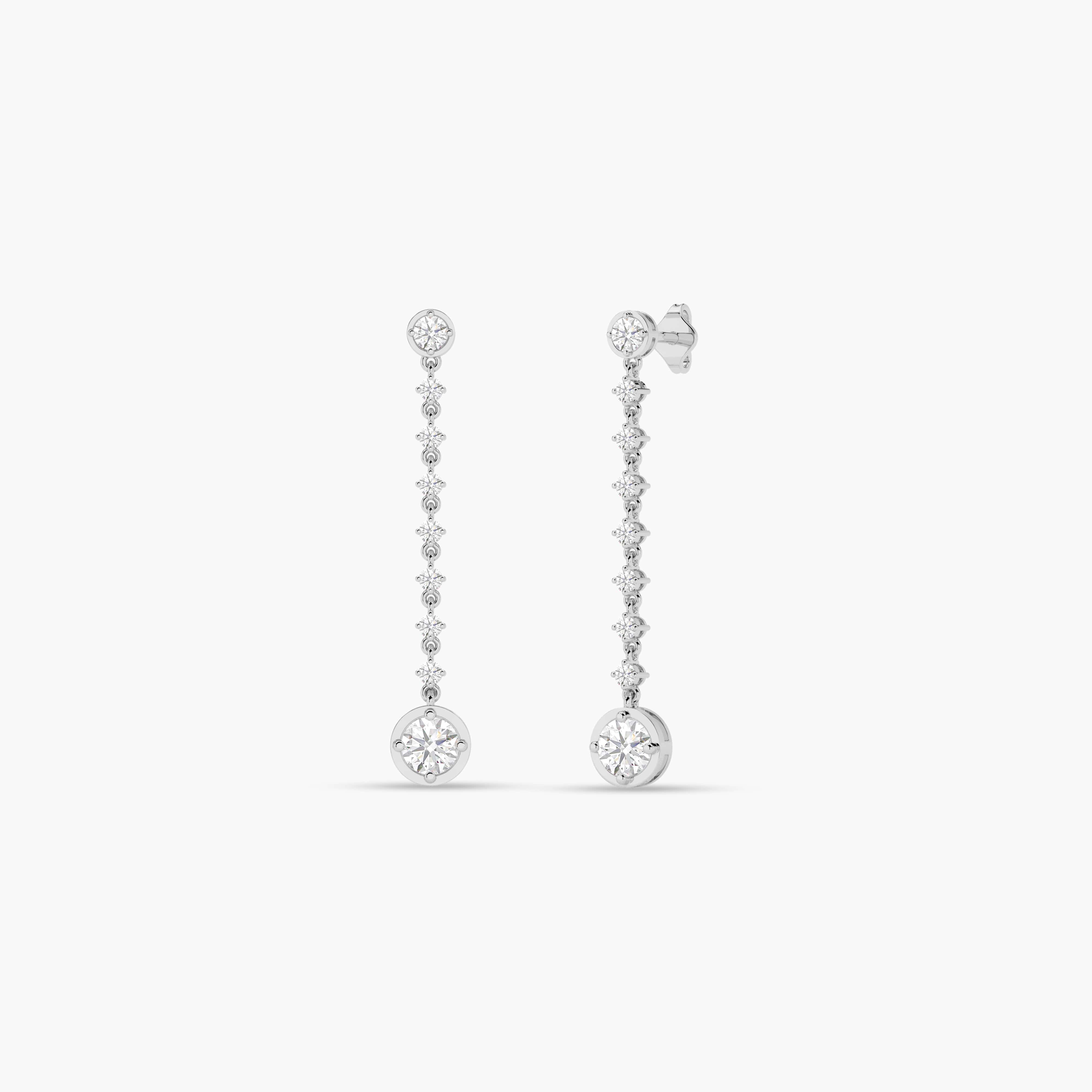 diamond linear drop earrings