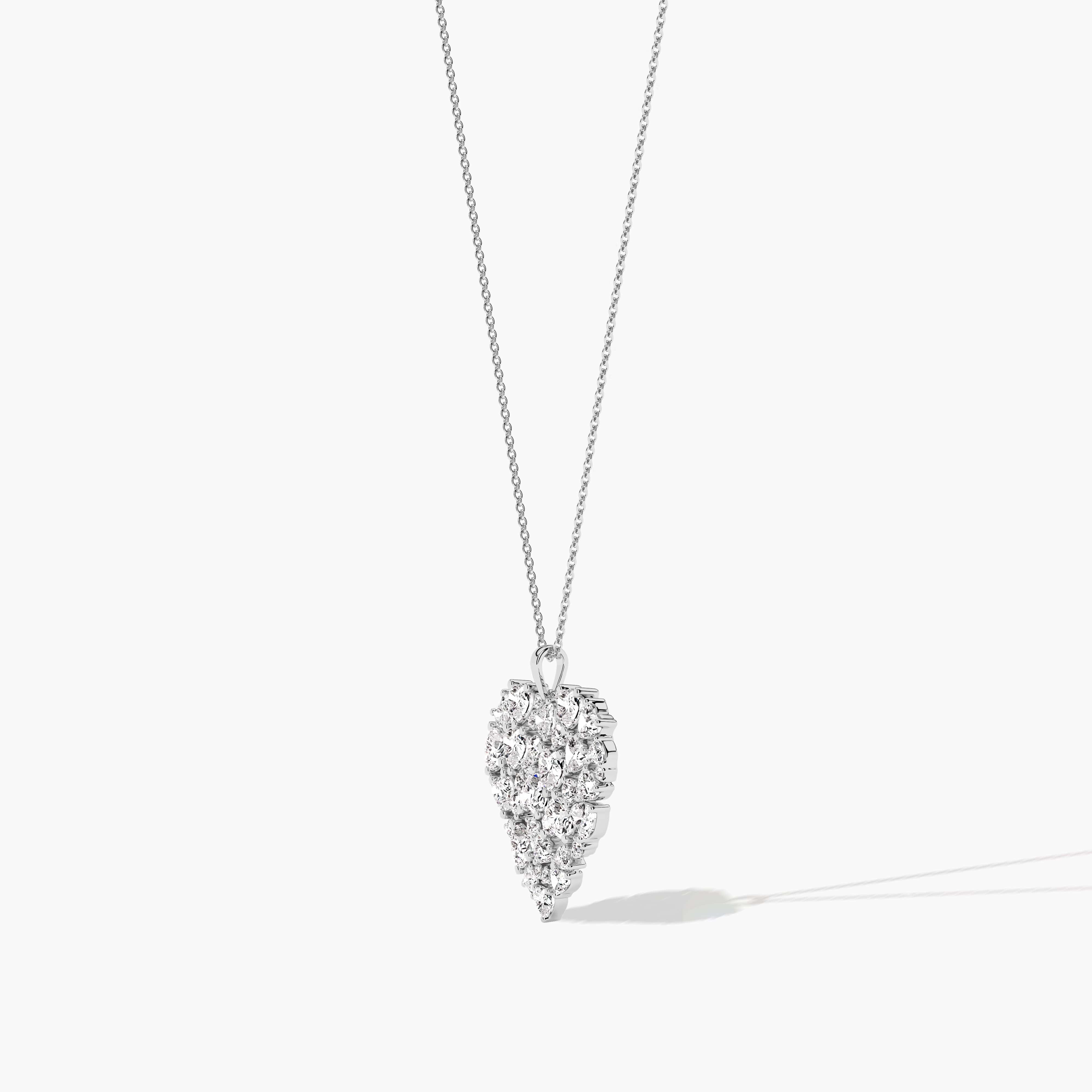 heart and round  shaped pave diamond necklace​