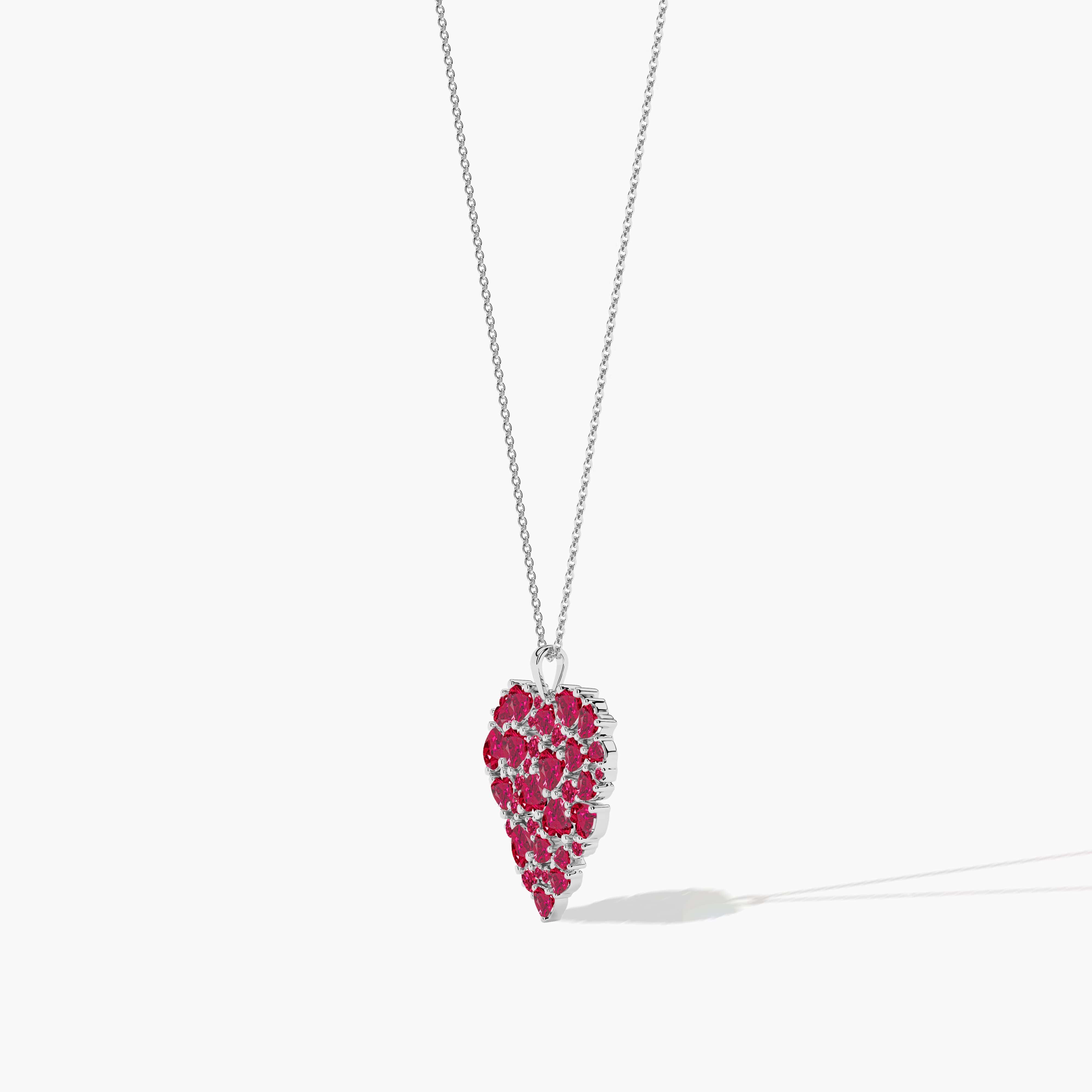 Round and Heart Ruby Gemstone Pendant Necklace