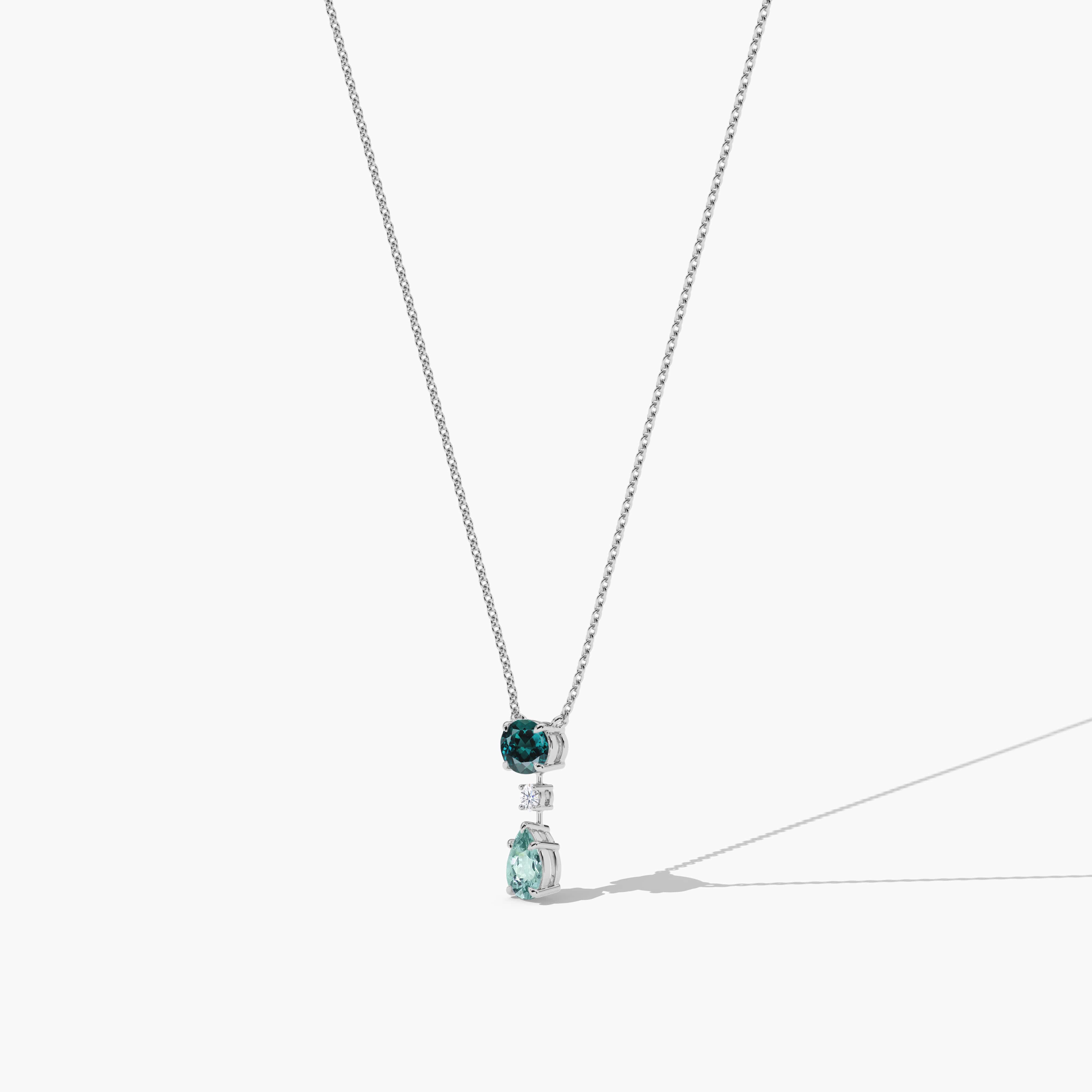 Blue Green Tourmaline Diamond Necklace for Women