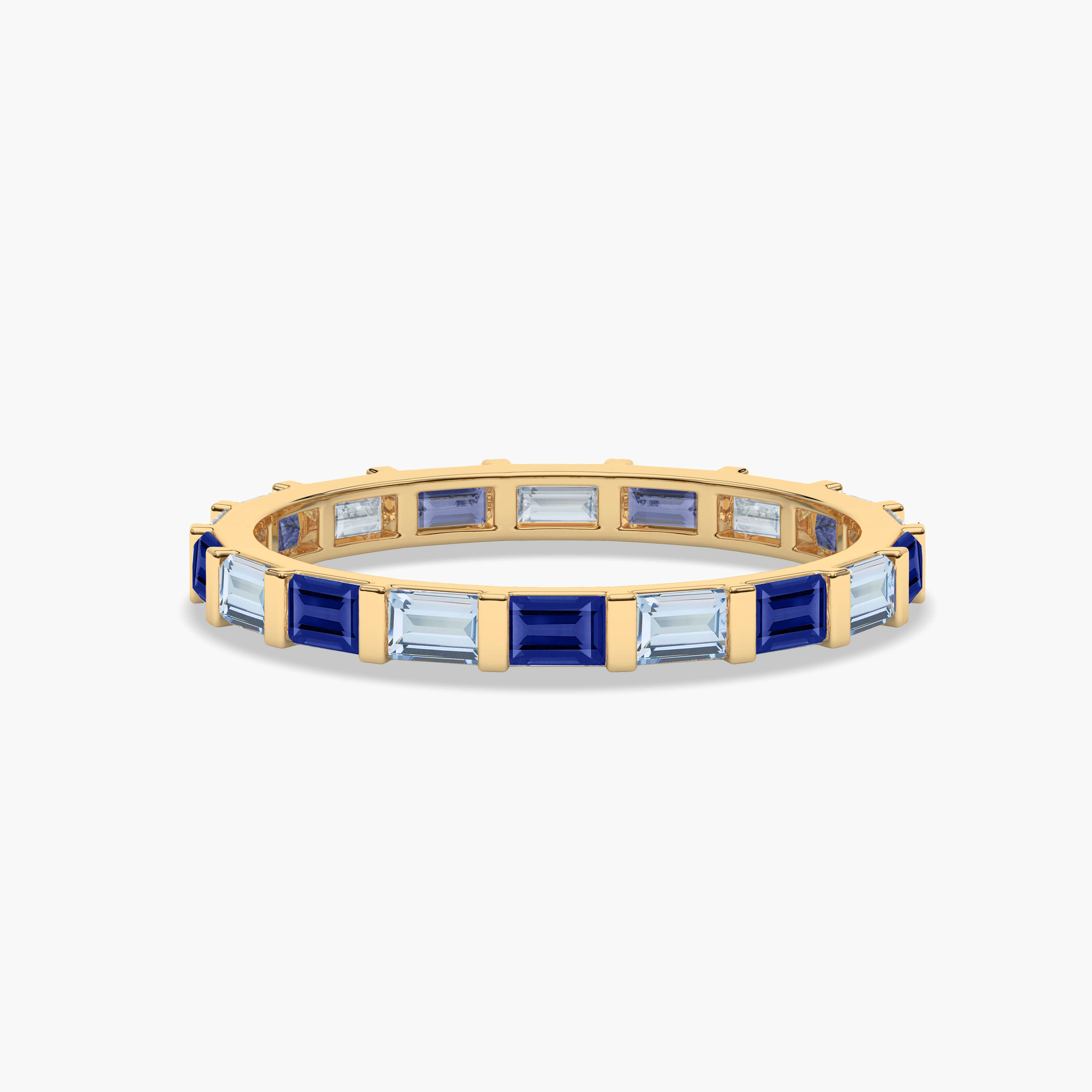 blue sapphire aquamarine full eternity band