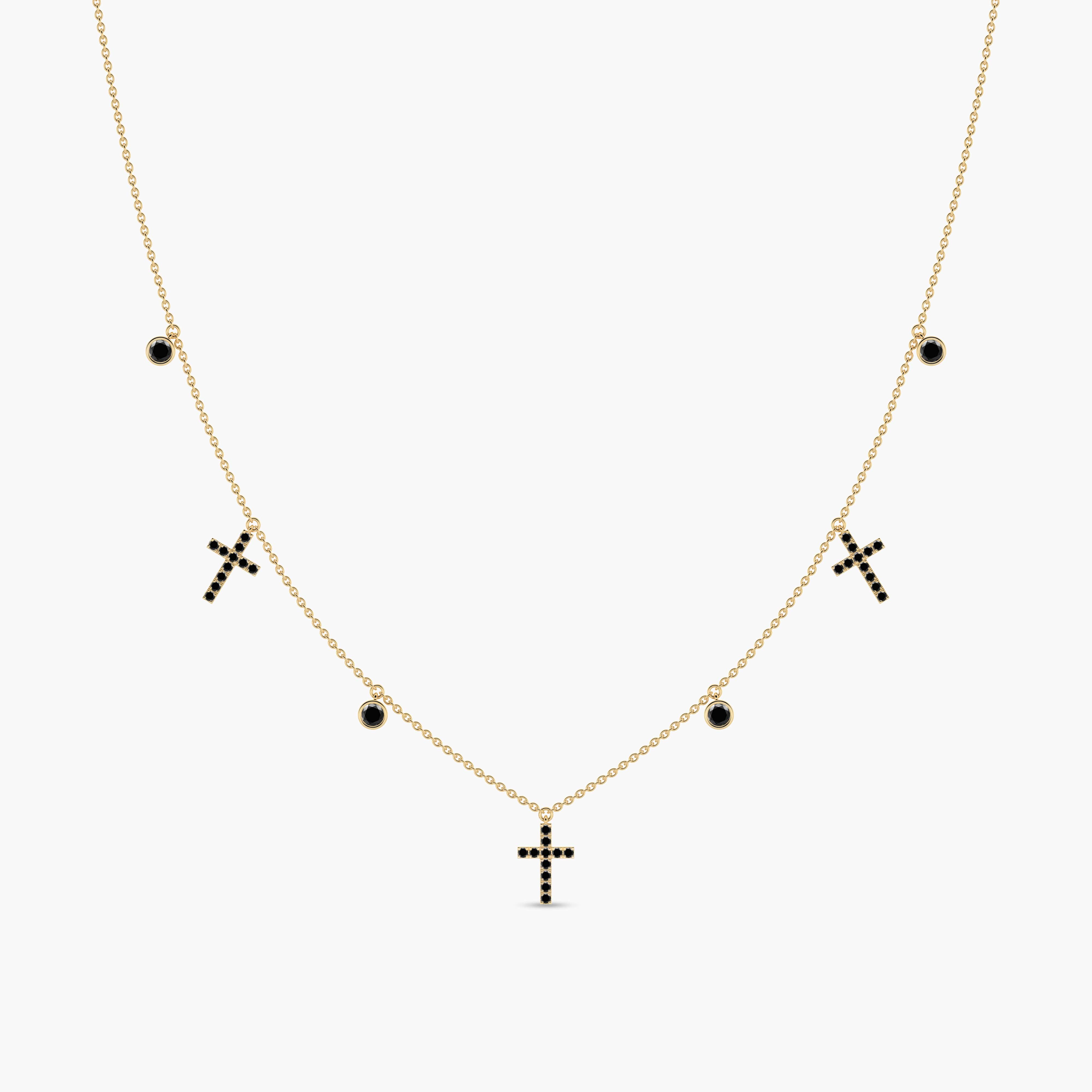 black diamond cross necklace