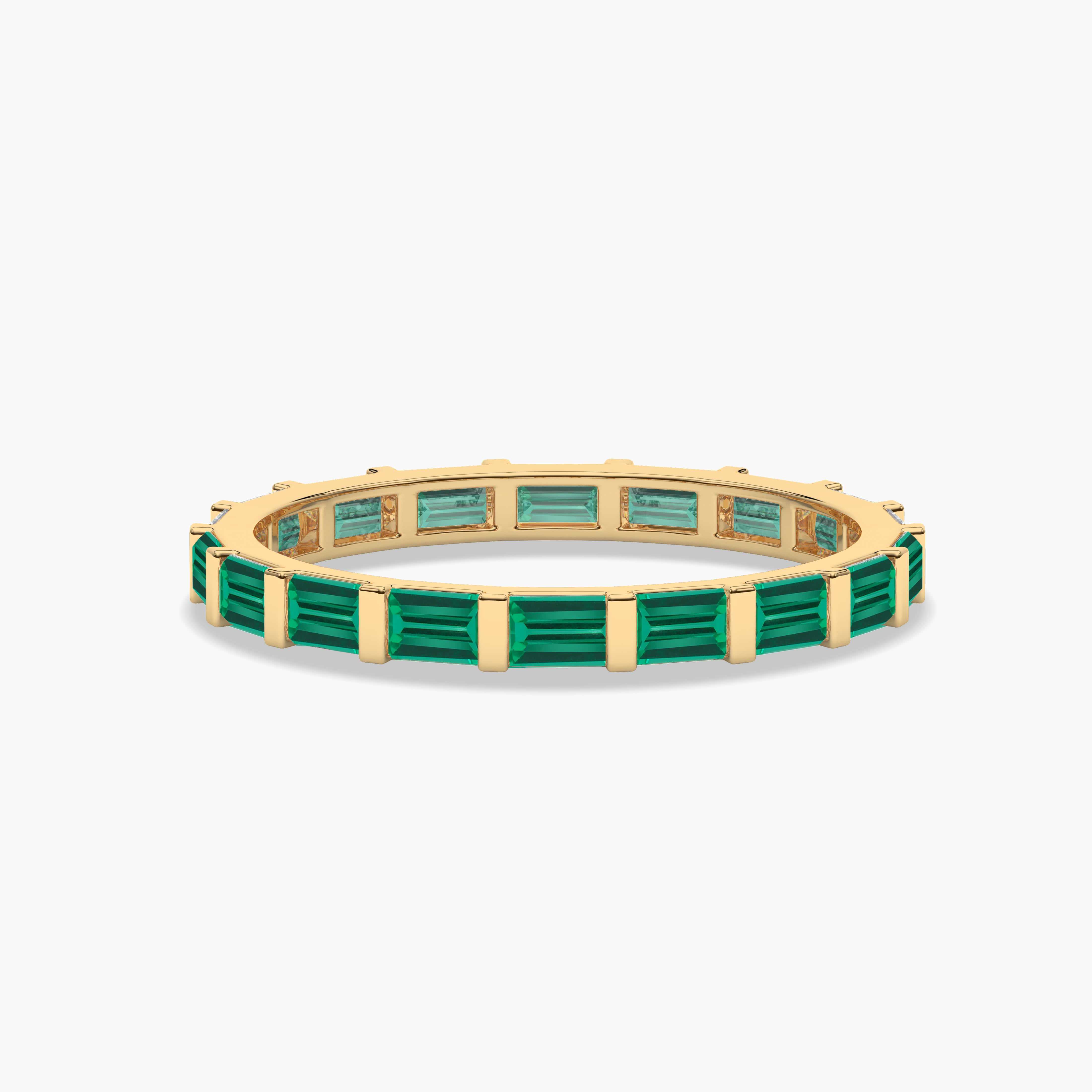 emerald gemstone baguette full eternity band