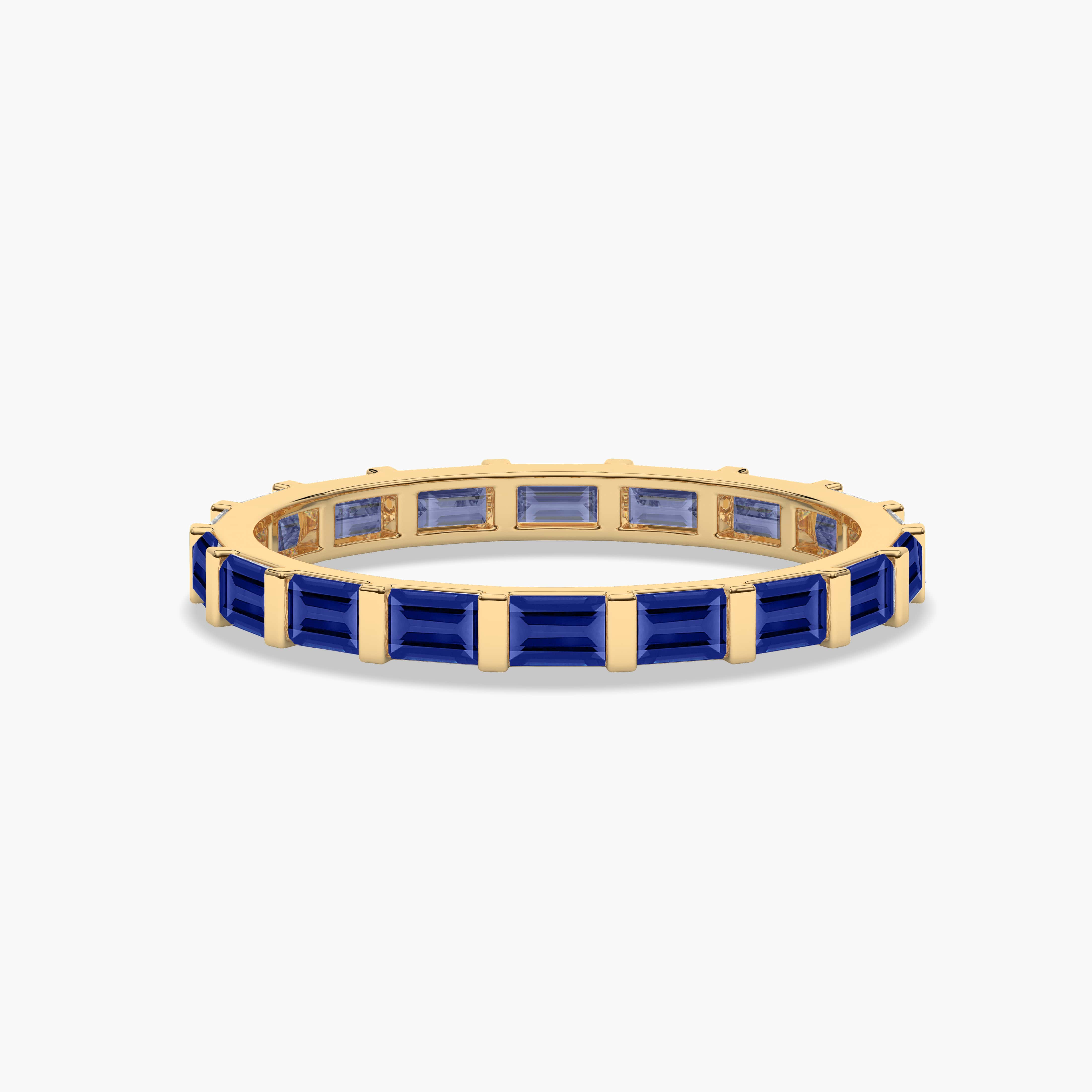 blue sapphire baguette full eternity band
