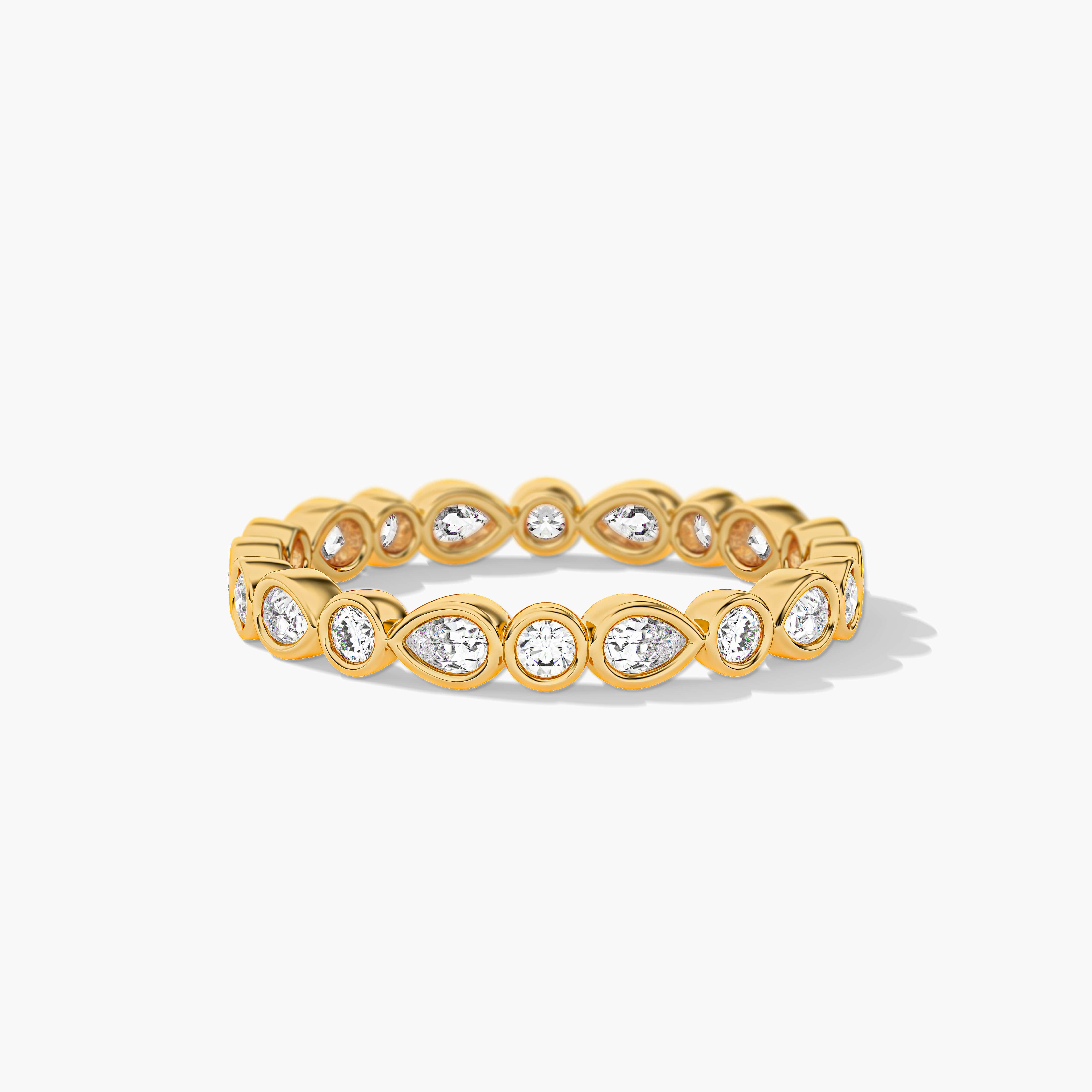 Pear and Round Bezel Set Full Eternity Band