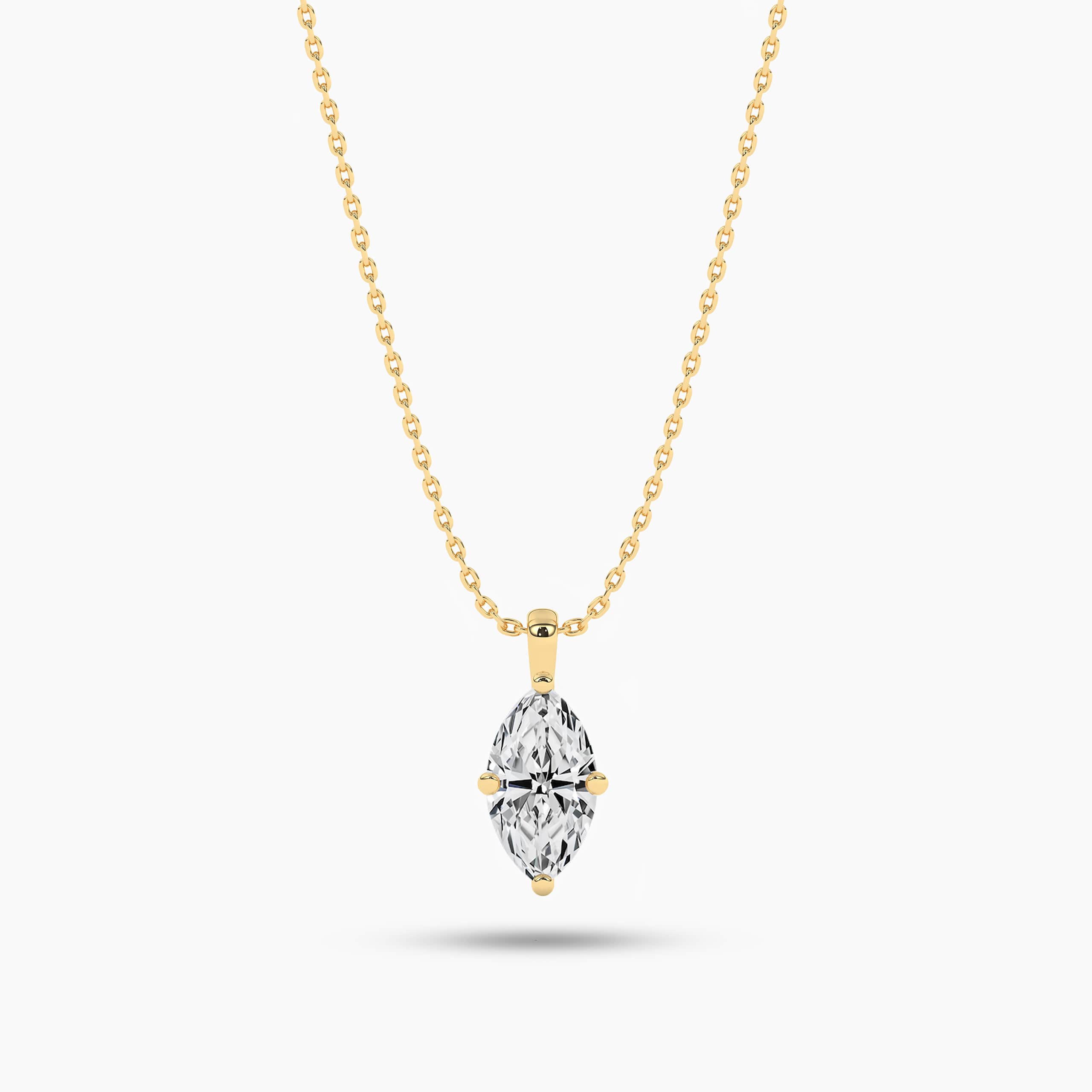 Yellow Gold Marquise Cut Diamond Solitaire Pendant