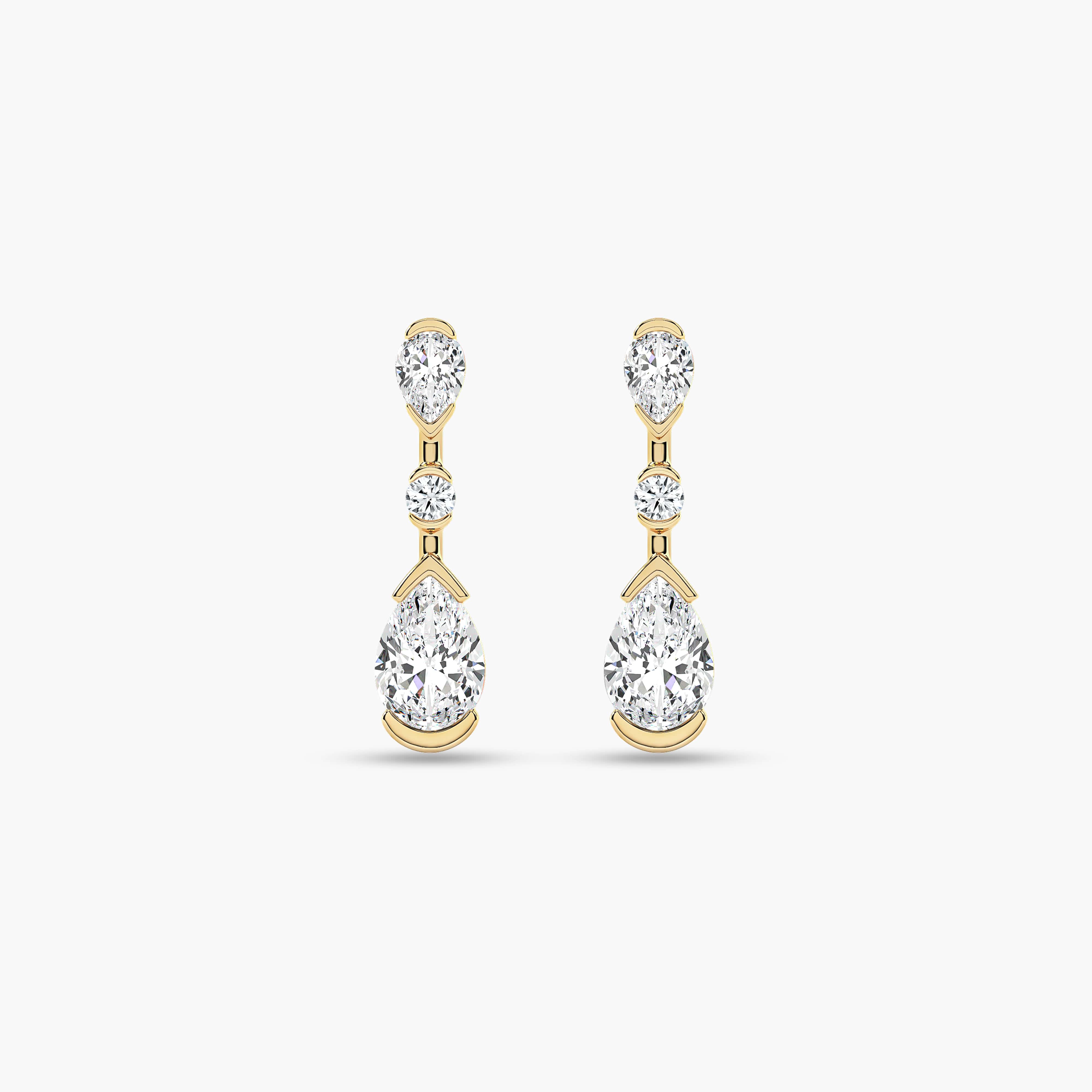 gold diamond drop earrings​