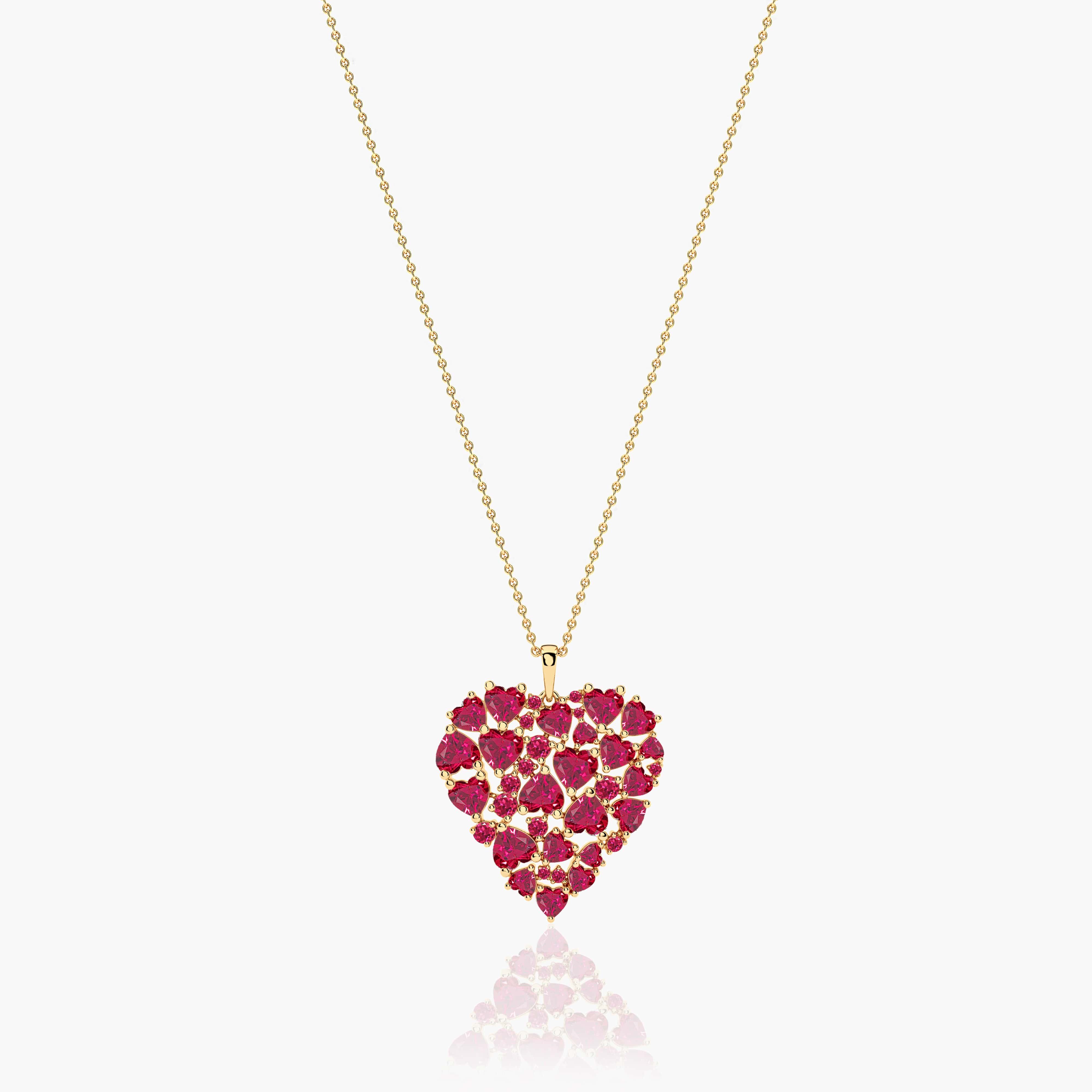 ruby and diamond heart necklace​