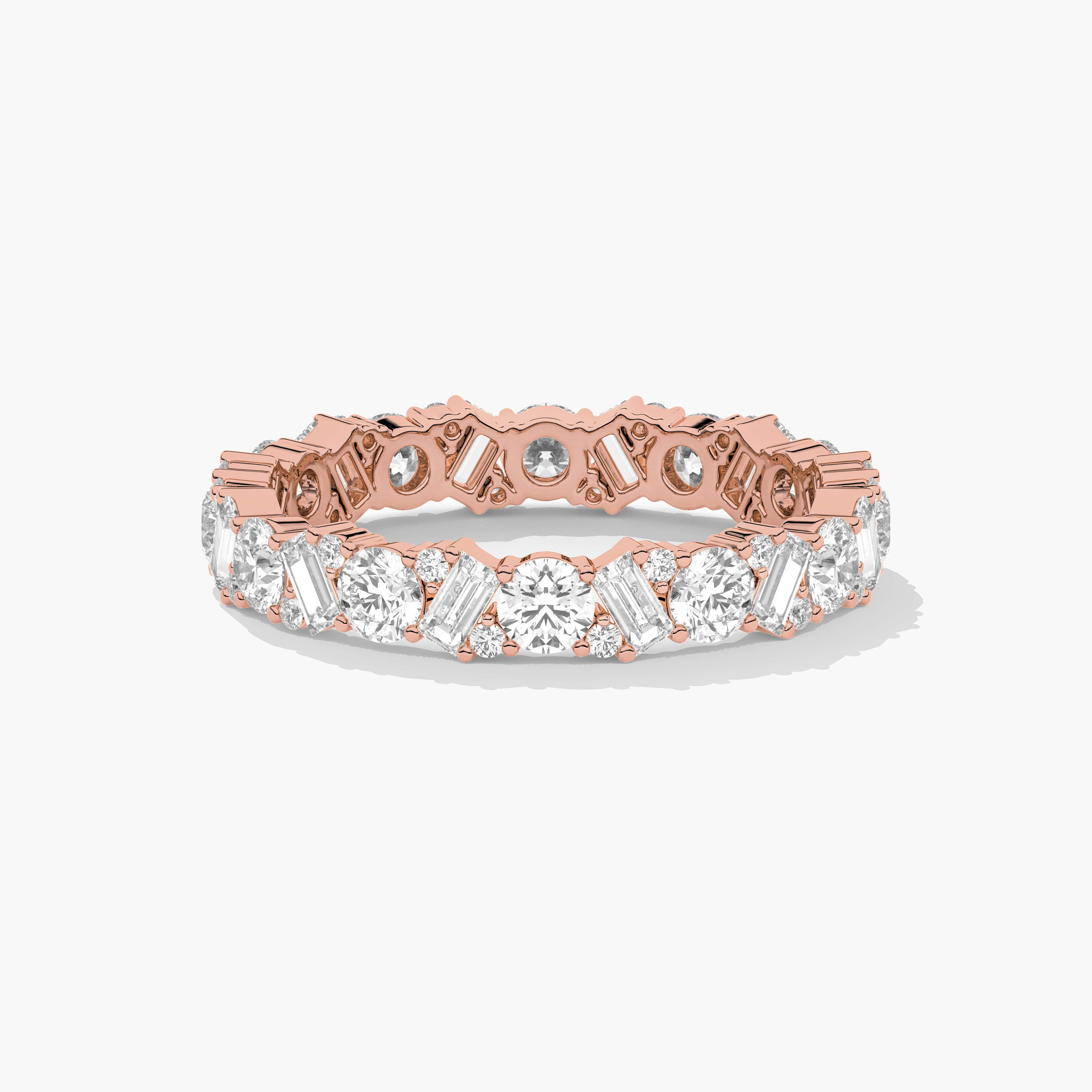 Round Diamond Eternity Band with Baguette