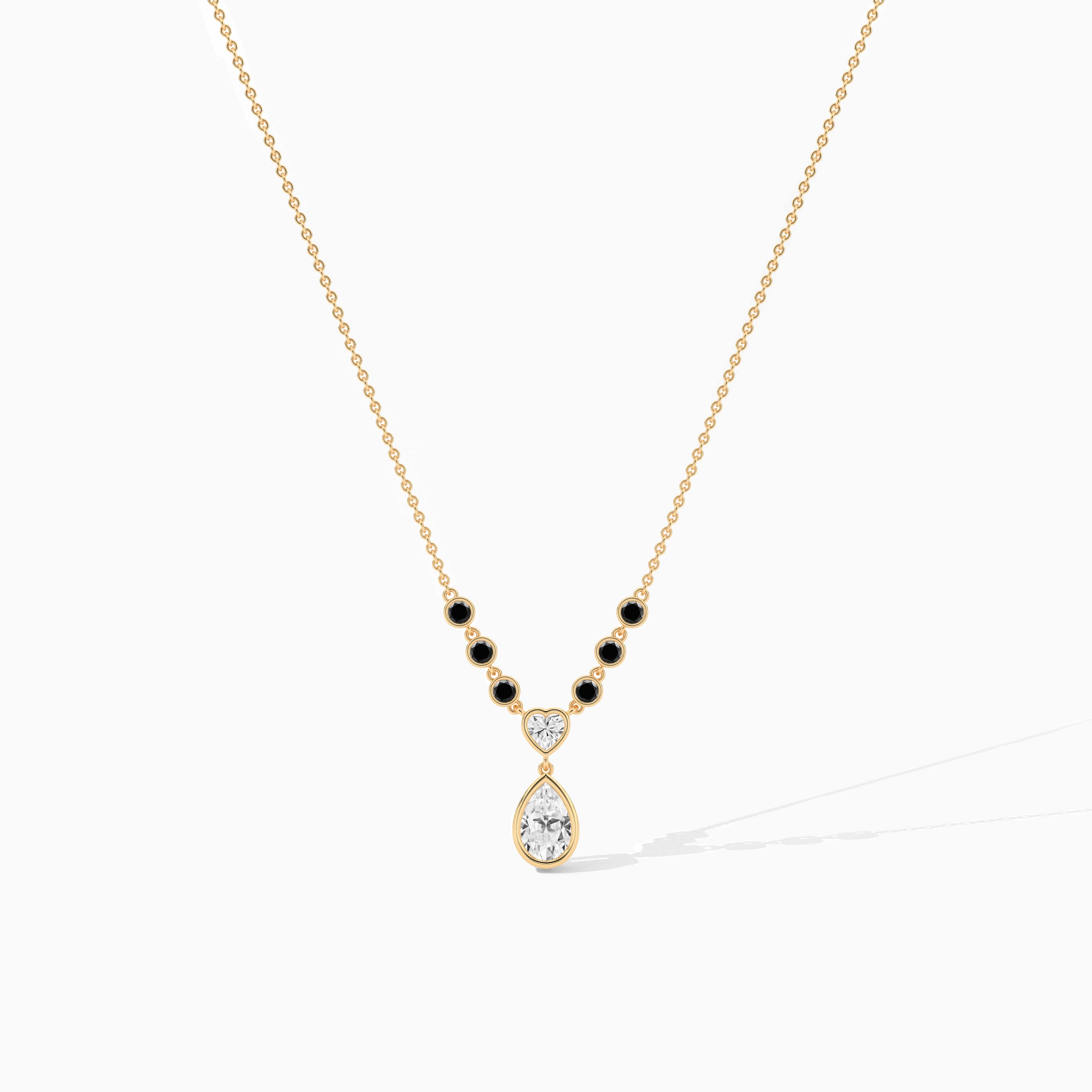 Black Diamond Bezel Necklace with Dangle Drop