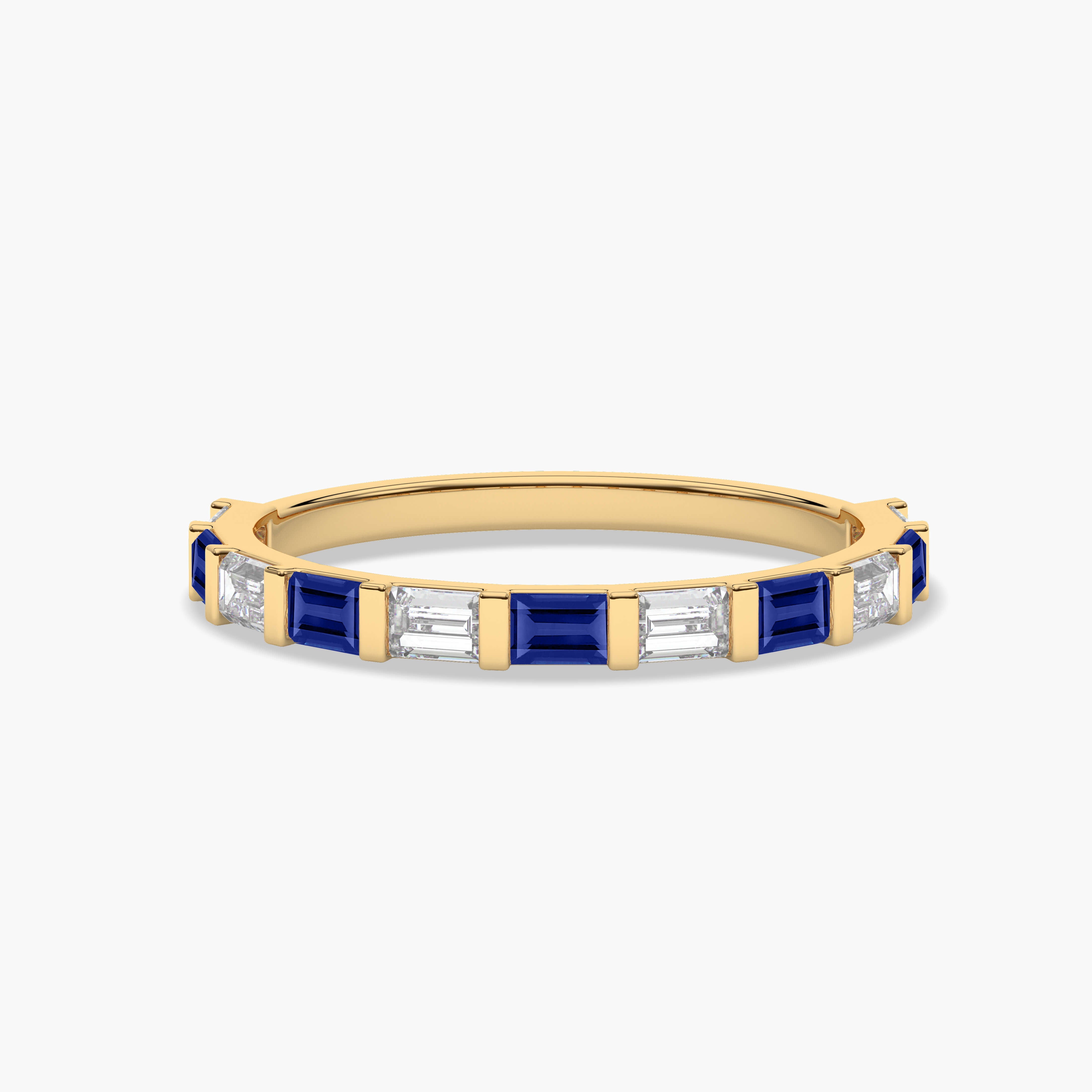Blue Sapphire & White Baguette Half Band