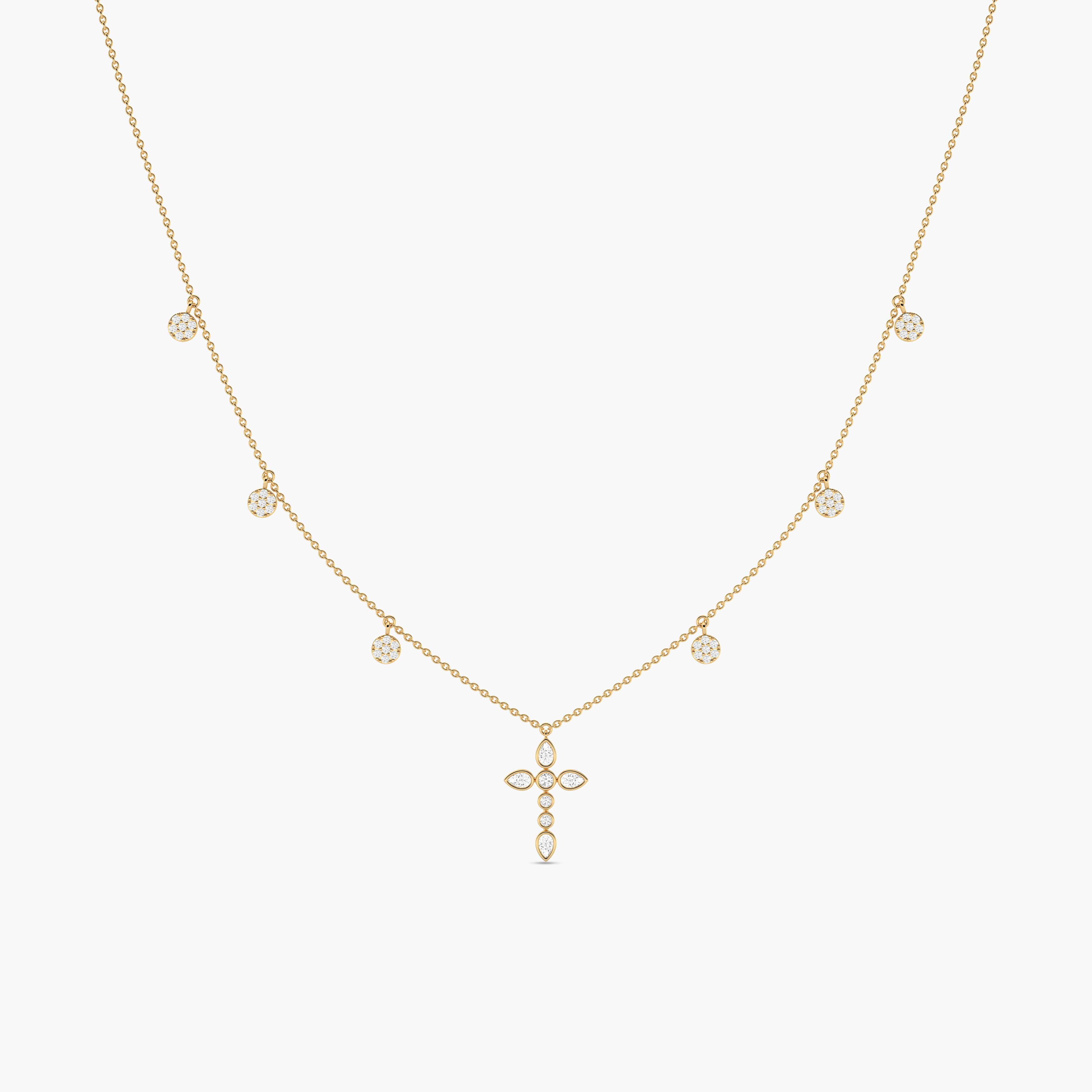 14k gold diamond cross necklace