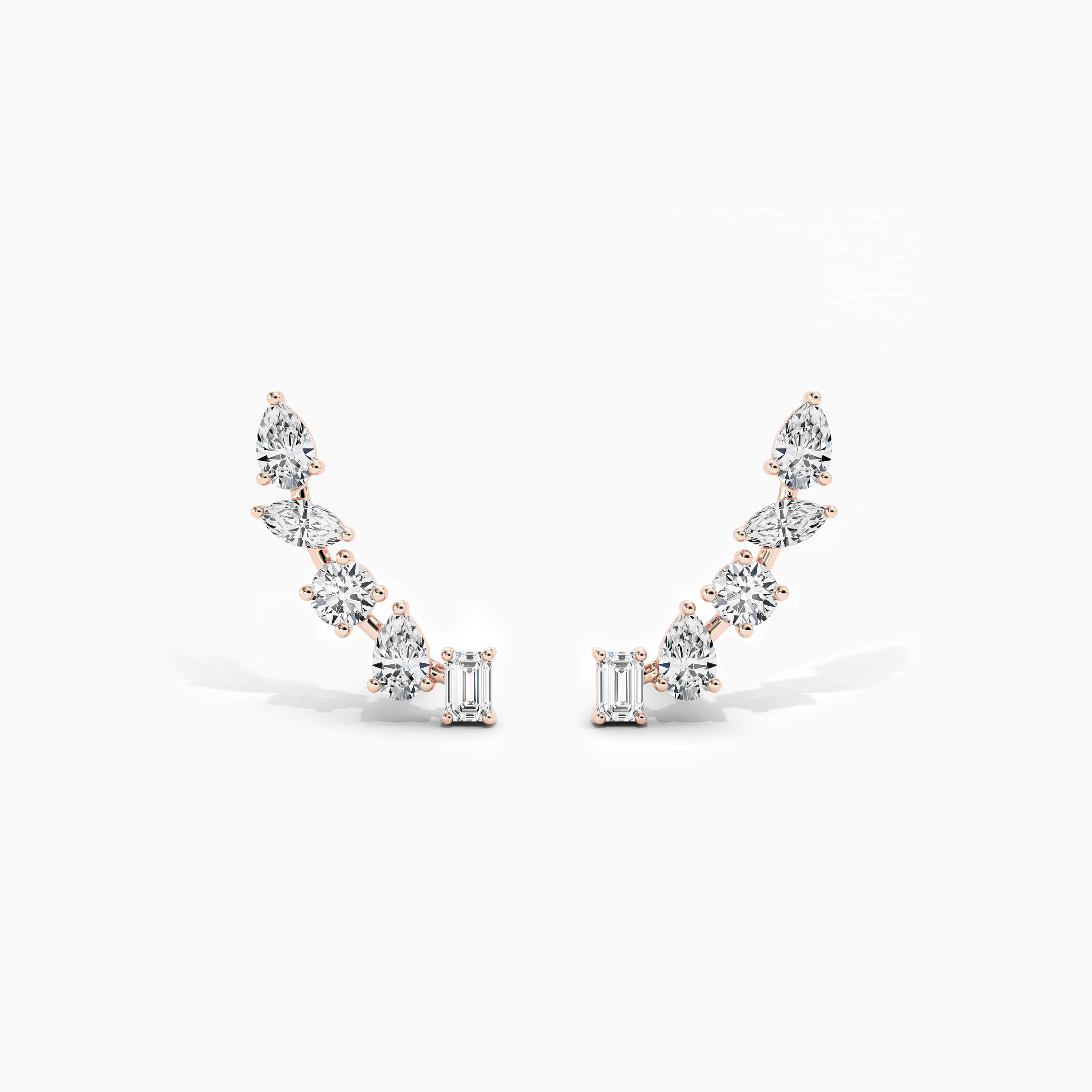 diamond earrings climbers rose gold