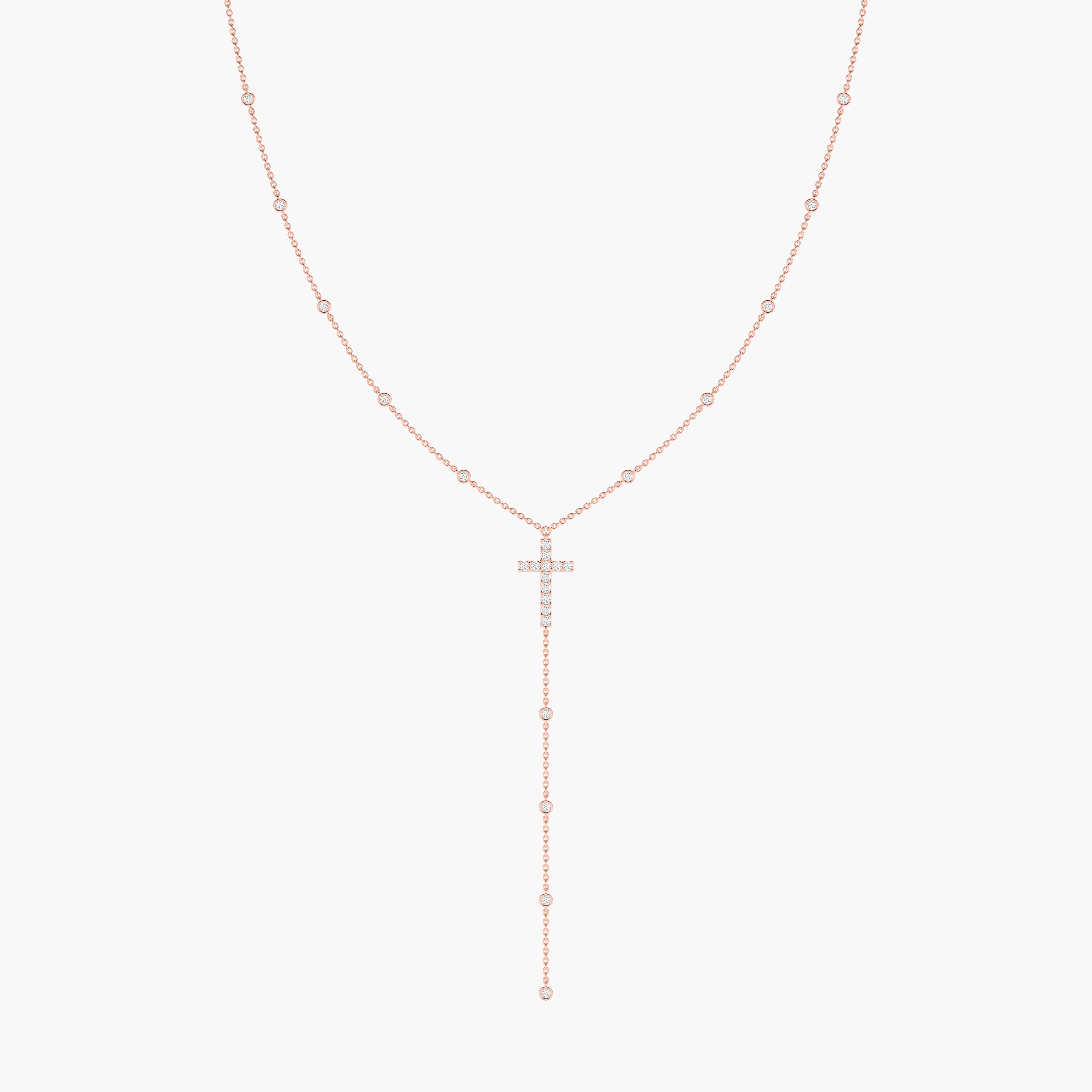 rose gold diamond cross necklace