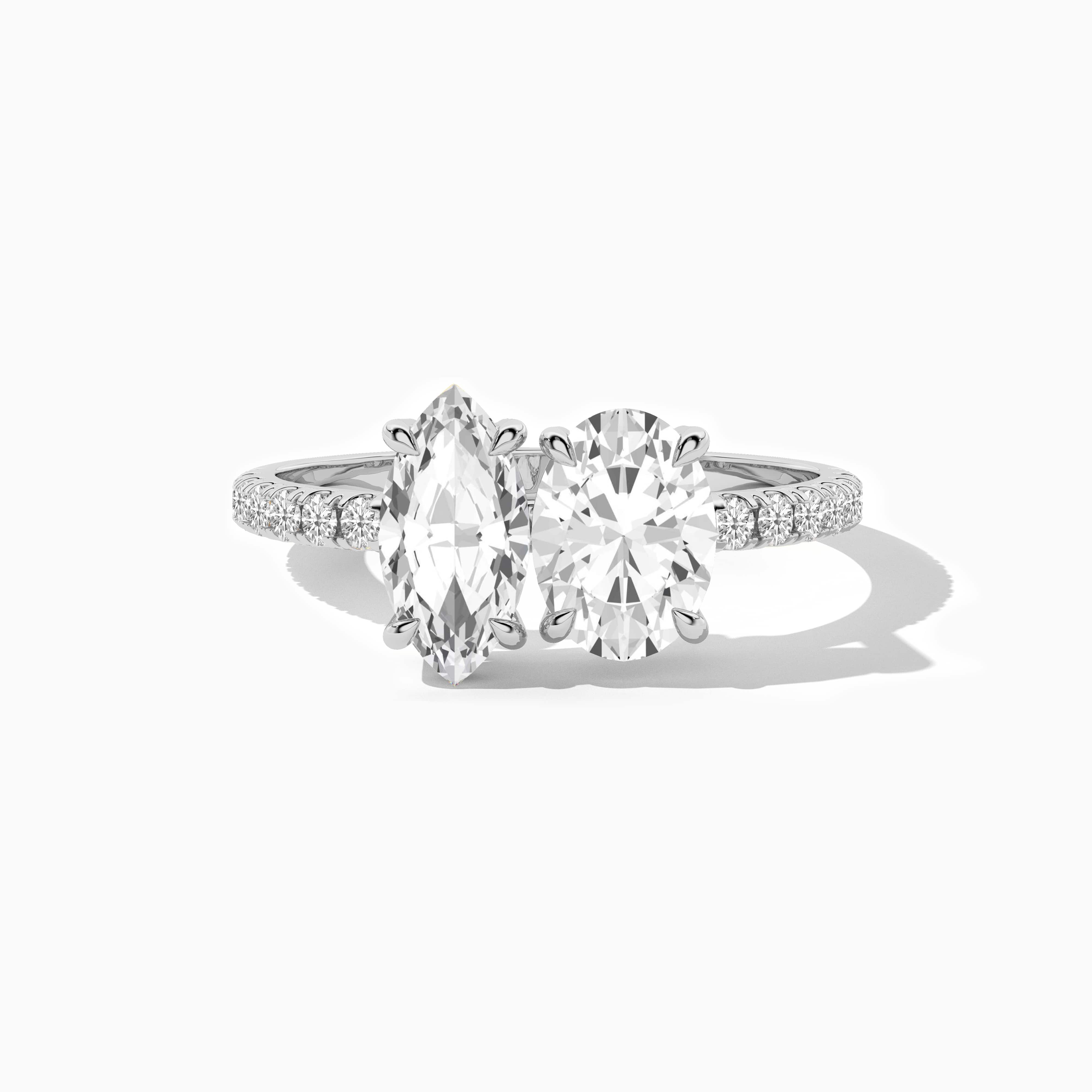 Marquise & Oval Engagement Ring Toi Et Moi Engagement Ring In White Gold For Woman