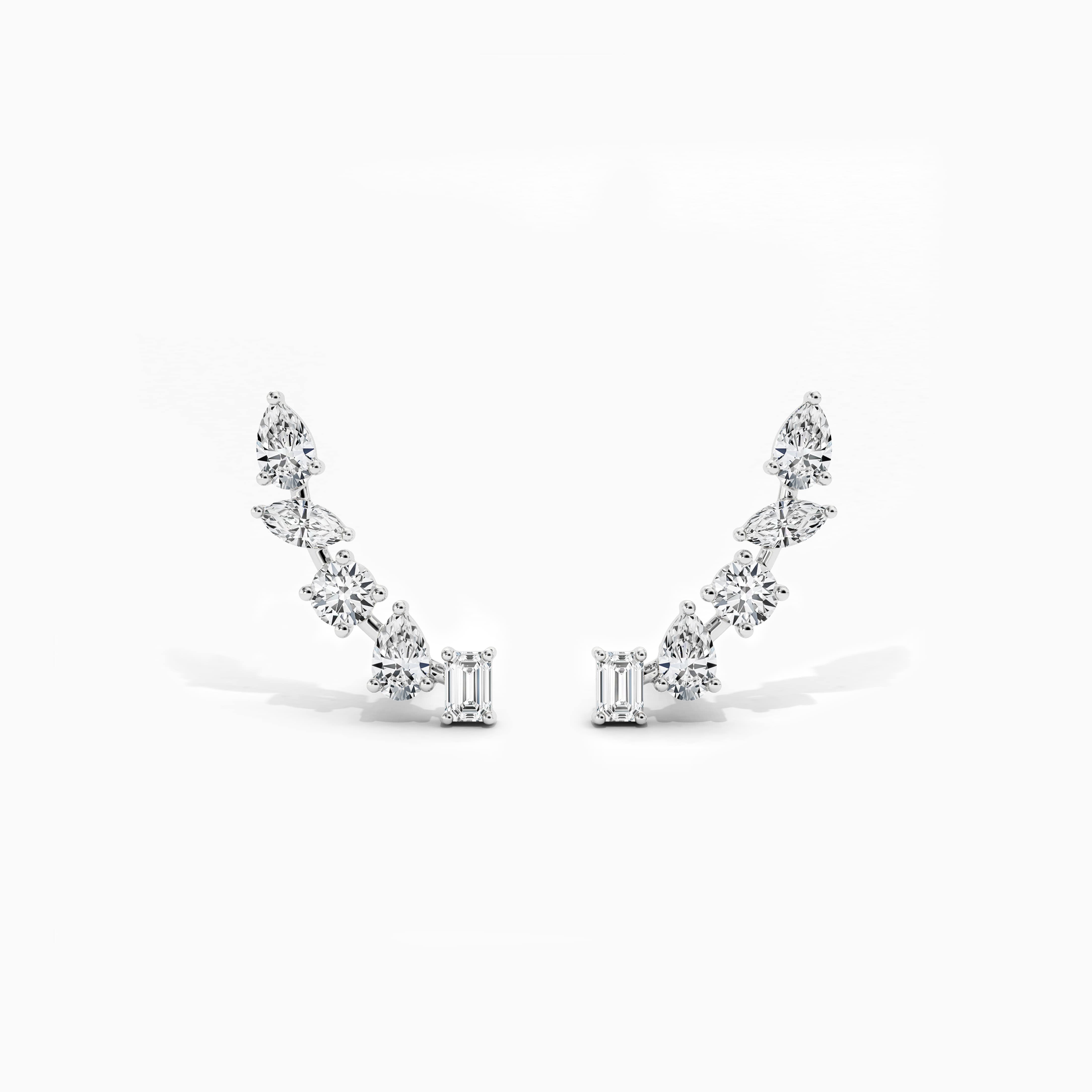 diamond earrings climbers in white gold