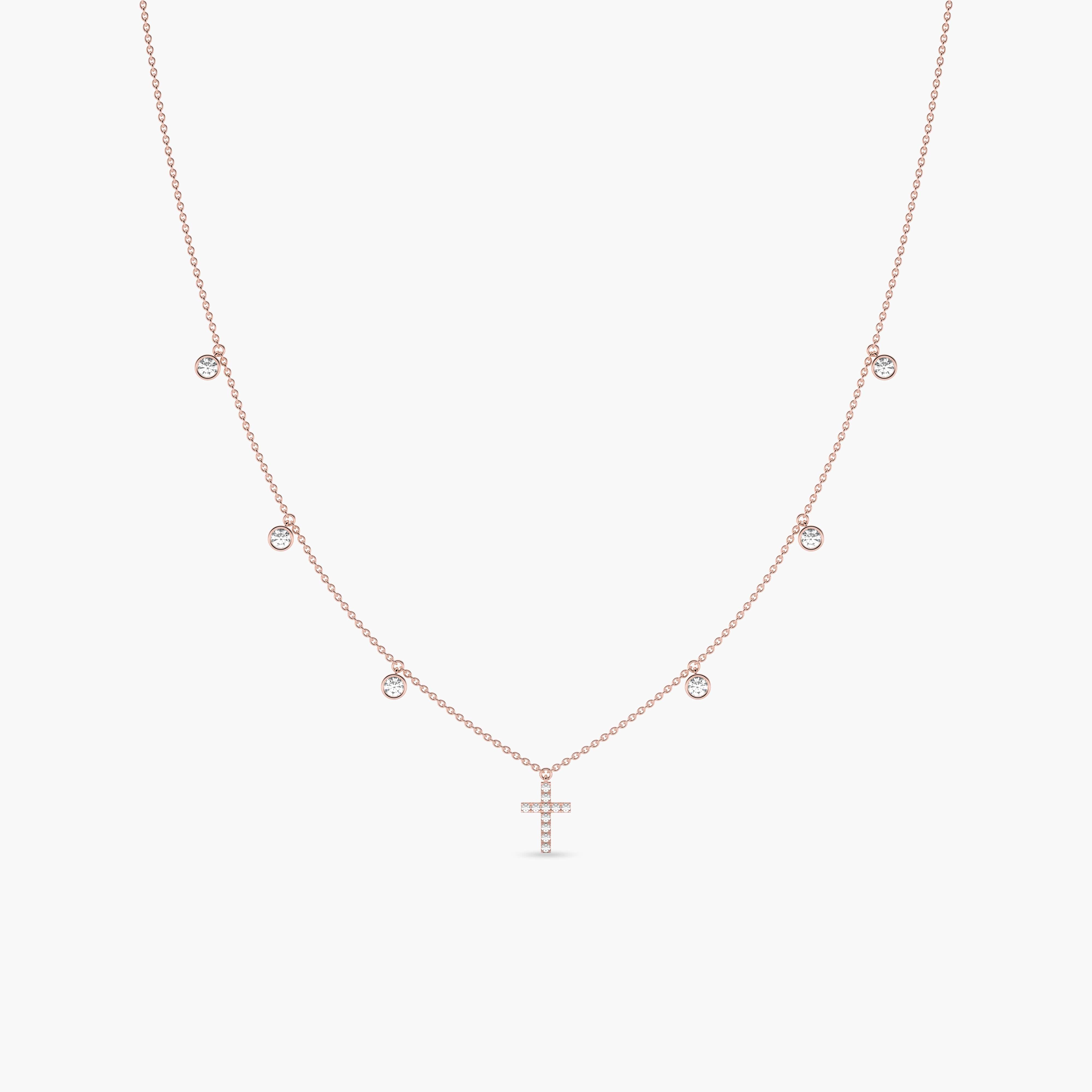 14k rose gold cross necklace