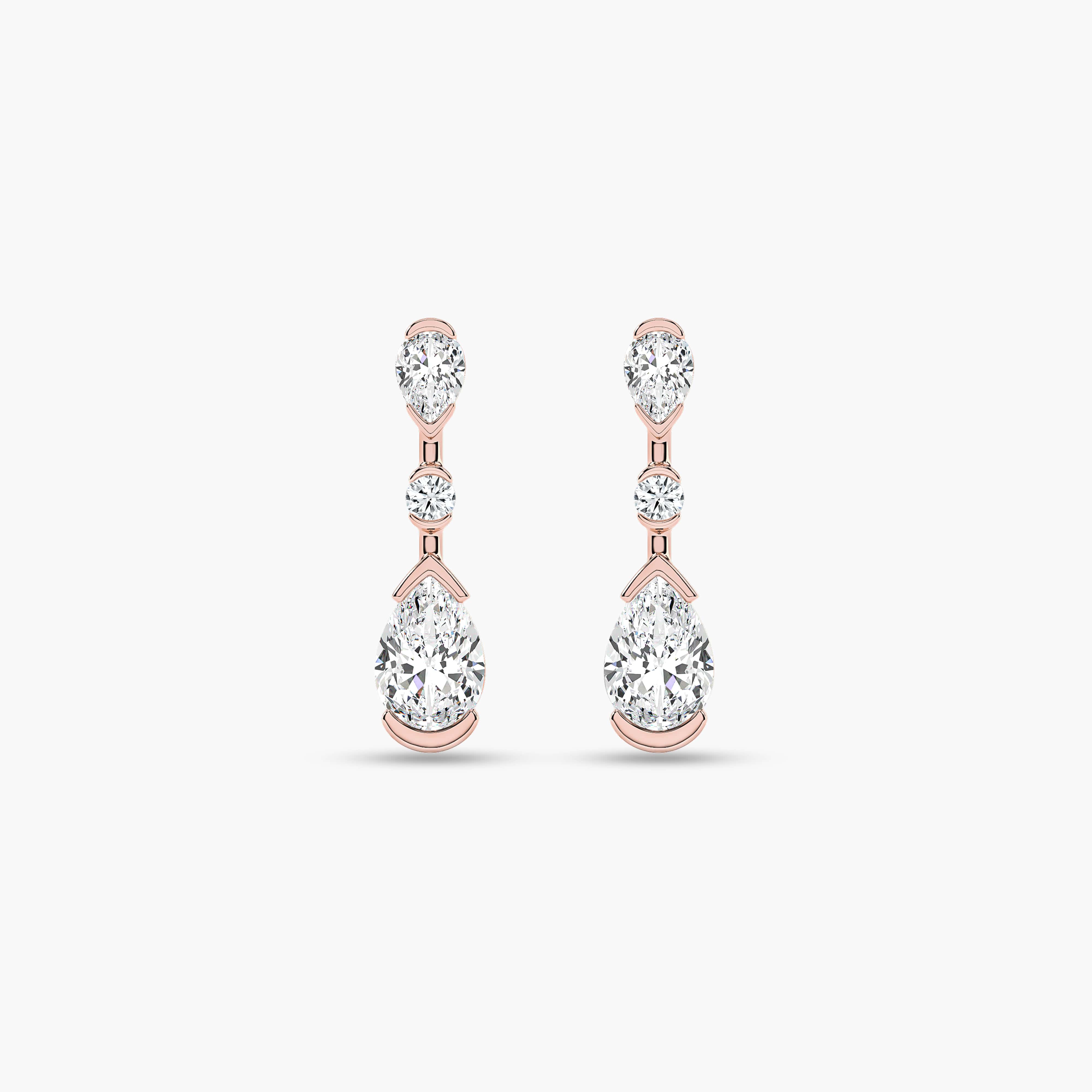 rose gold and diamond drop earrings