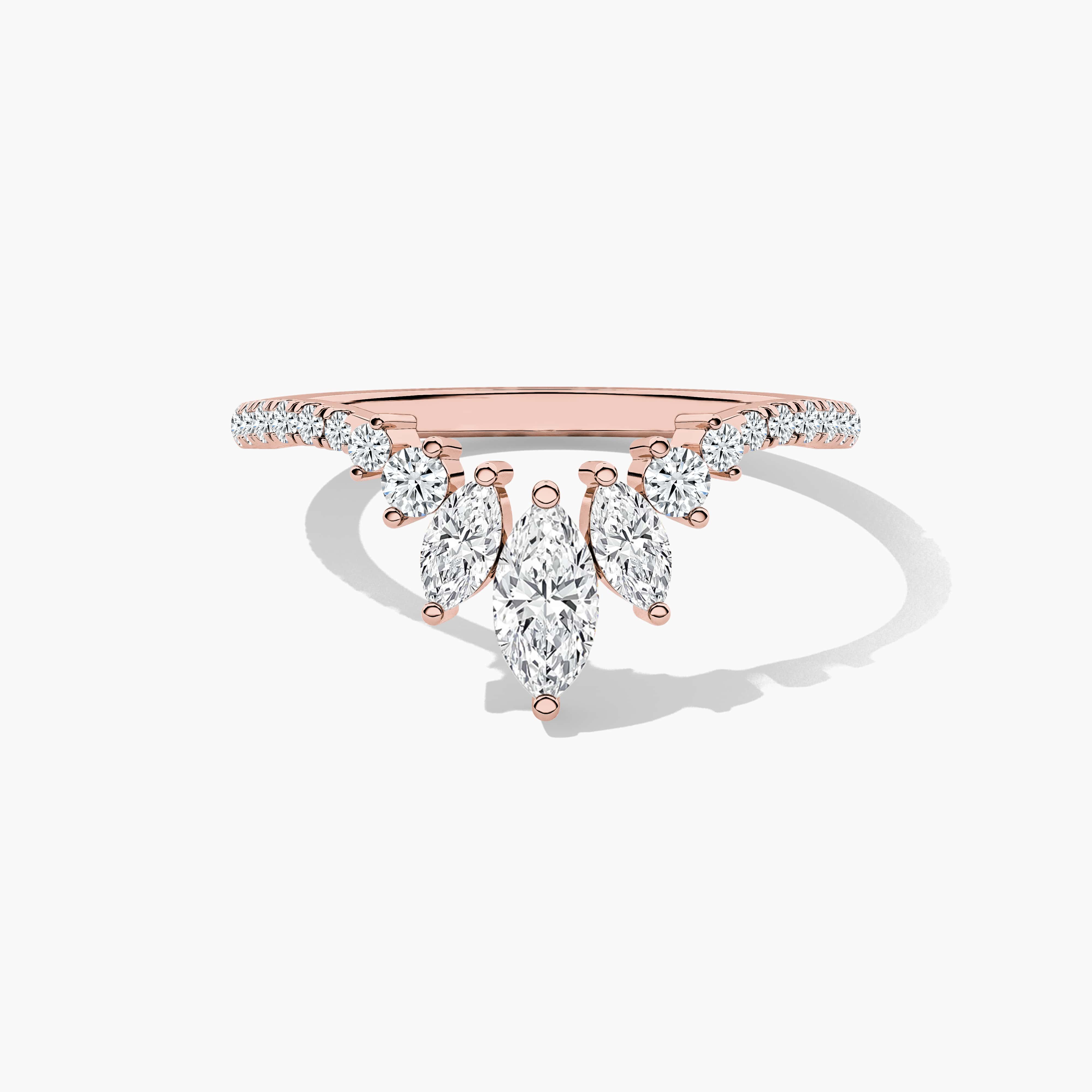 curved wedding bands rose gold