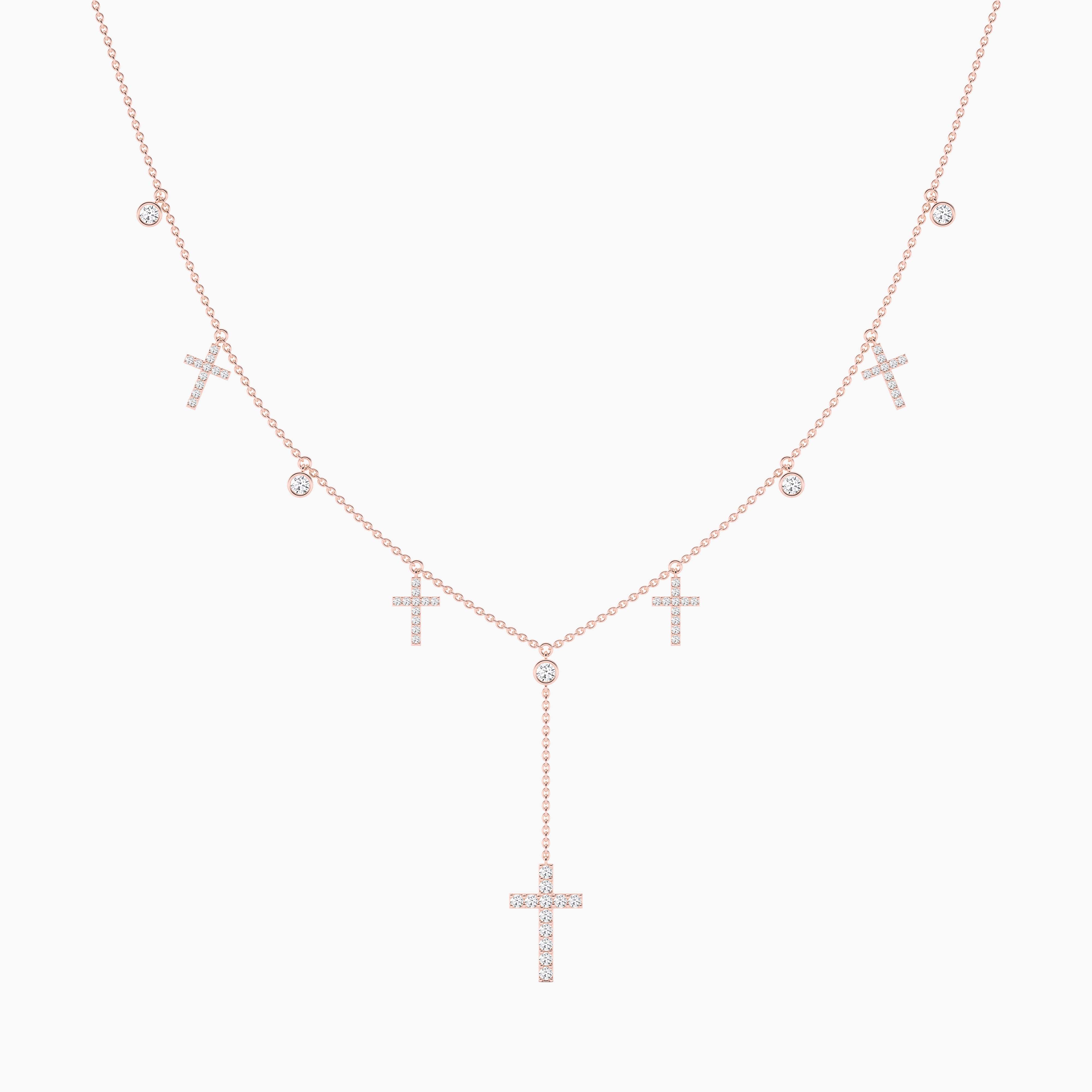 cross rose gold necklace